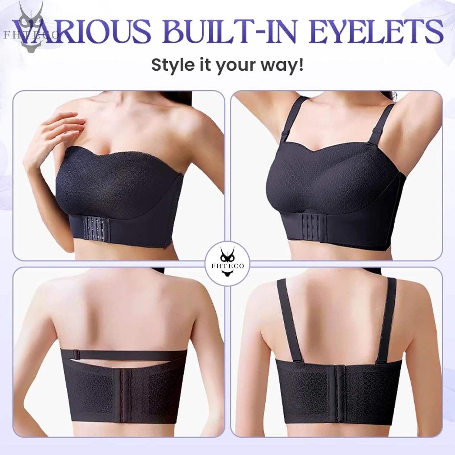 Strapless Bandeau Bra Non-Slip Strapless Push Up Bras for Women Wireless Tube Top Bra Plus Size Strapless Bralette - Image 5