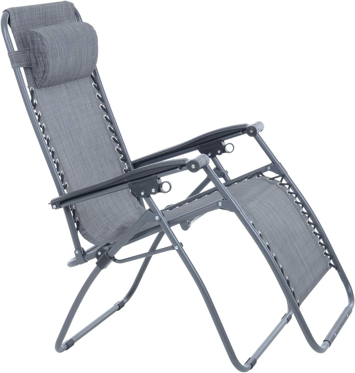 AzumaZero Gravity Garden Relaxer Chair Recliner with Pillow Sturdy Steel Frame - Dark Grey Marl
