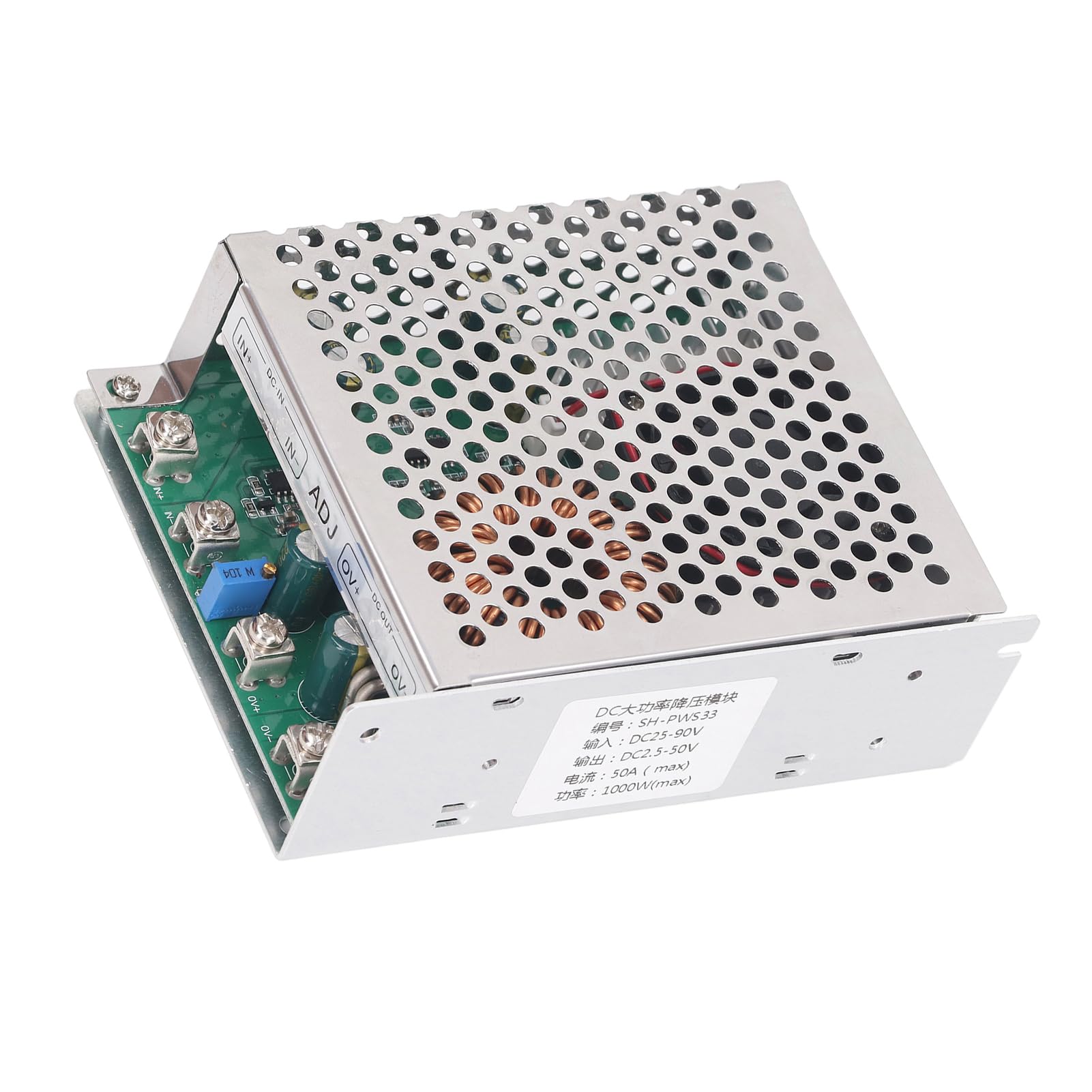 1000W DC DC Wandler 50A mit Weitspannungskompatibilität Eingang 25 bis 90V Ausgang 2.5 bis 50V Kühllüfter und multifunktionaler Aluminiumlegierungsblock