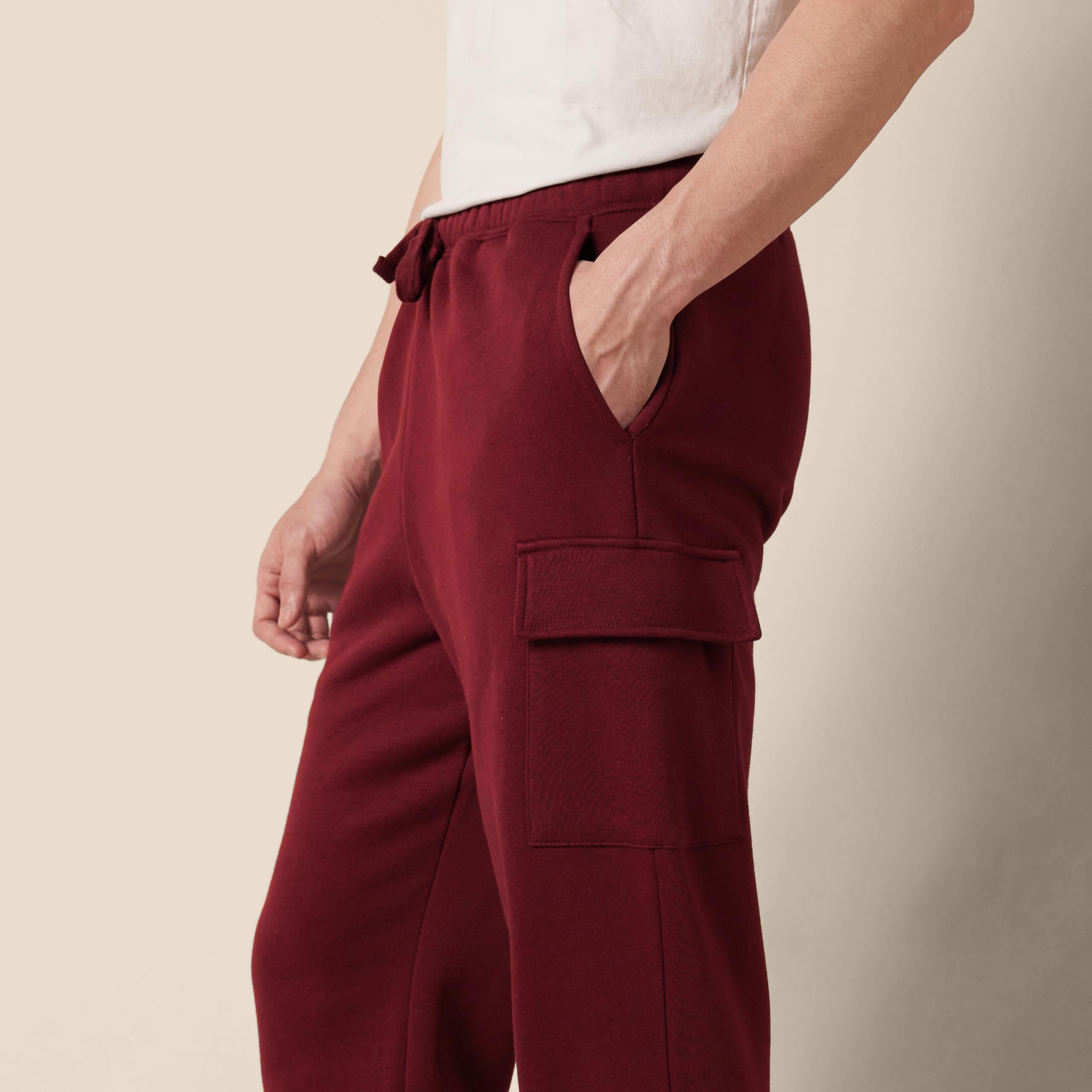 Amazon Essentials Uomo Pantaloni Tuta Cargo in Pile con Orlo Aperto