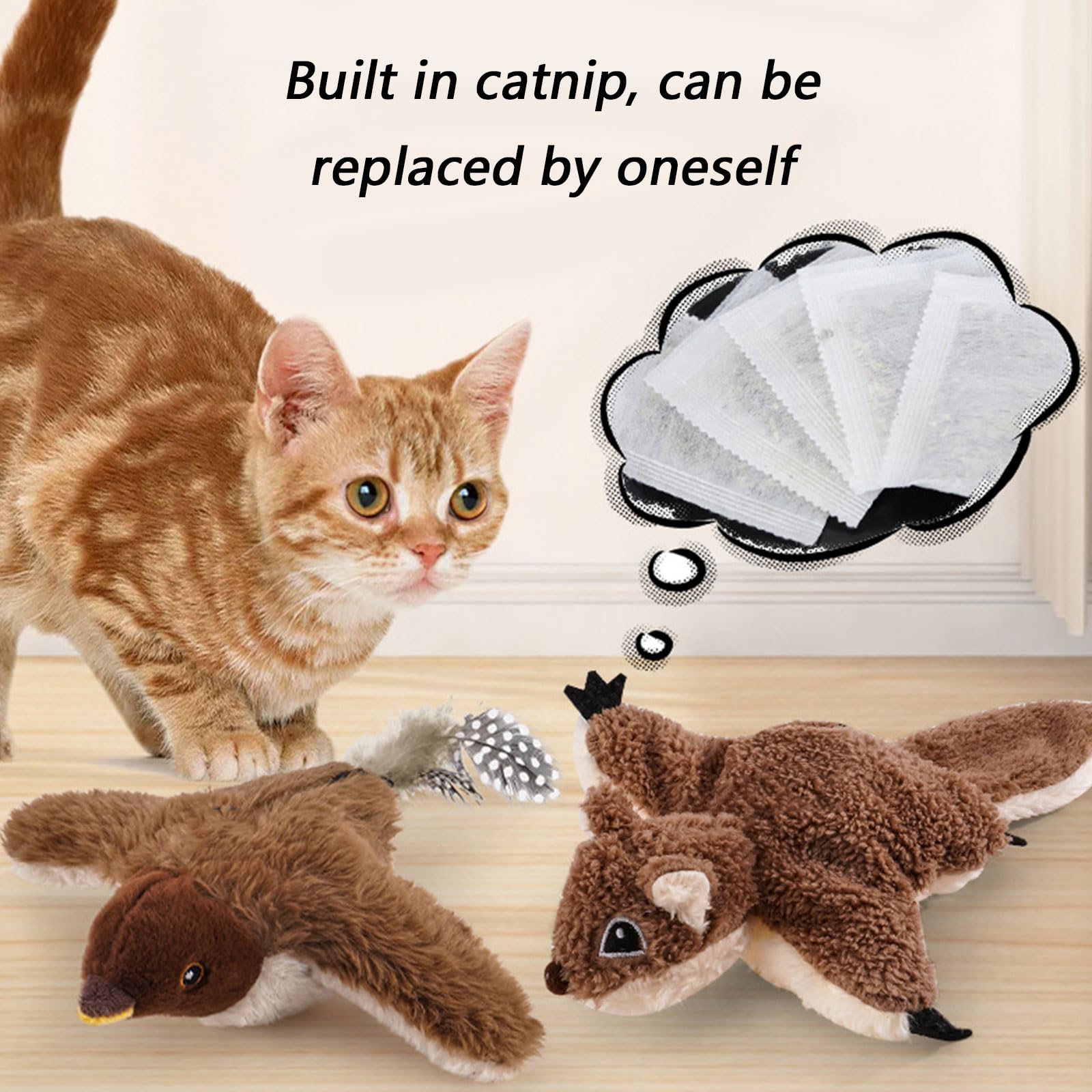 Smarted Jouet électrique pour chats activé par le mouvement Simulation d'oiseau Jouez en toute sécurité Rechargeable Fonctionnement silencieux Jouet interactif pour chats