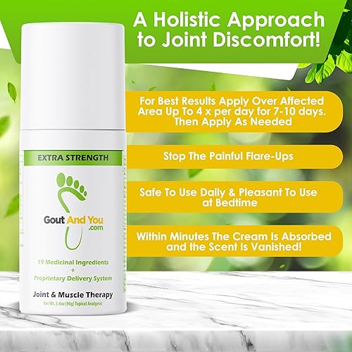 Miniatura 4 de Gout and You Crema extra fuerte para aliviar molestias en las articulaciones para brotes de articulaciones, tendón, dolor muscular, acción rápida,