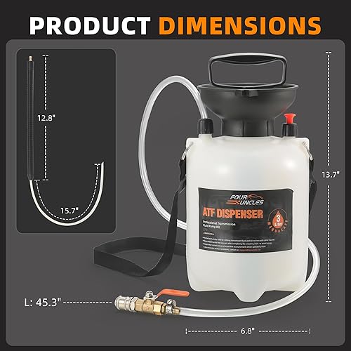 Miniatura 7 de FOUR UNCLES Bomba de fluido de transmisión de 3L - Bomba manual de transferencia de fluidos con 12 adaptadores ATF para uso automotriz, kit de bomba