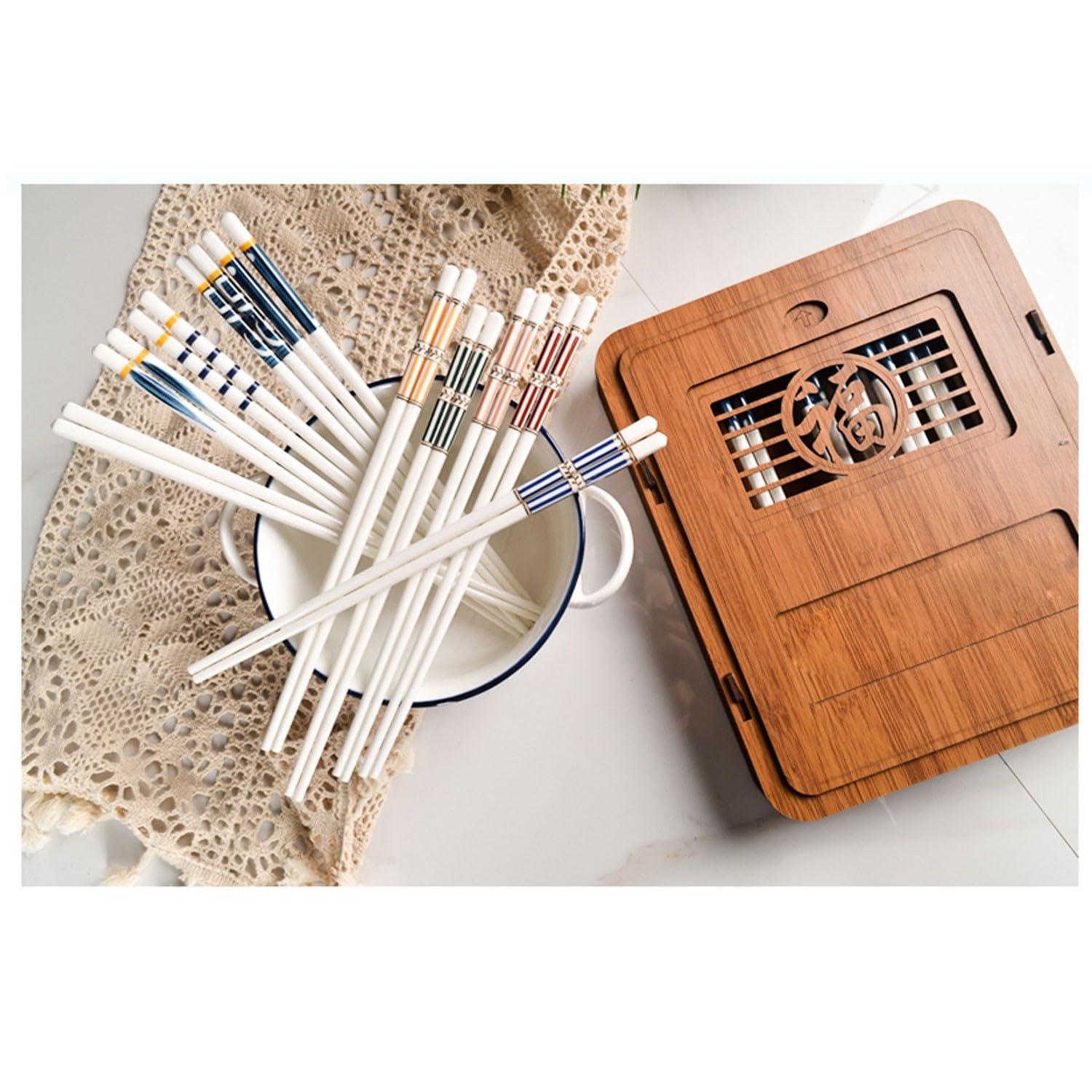 Baguettes en céramique, Baguettes en métal, baguettes japonaises céramique, coffret cadeau de haut gamme(A)