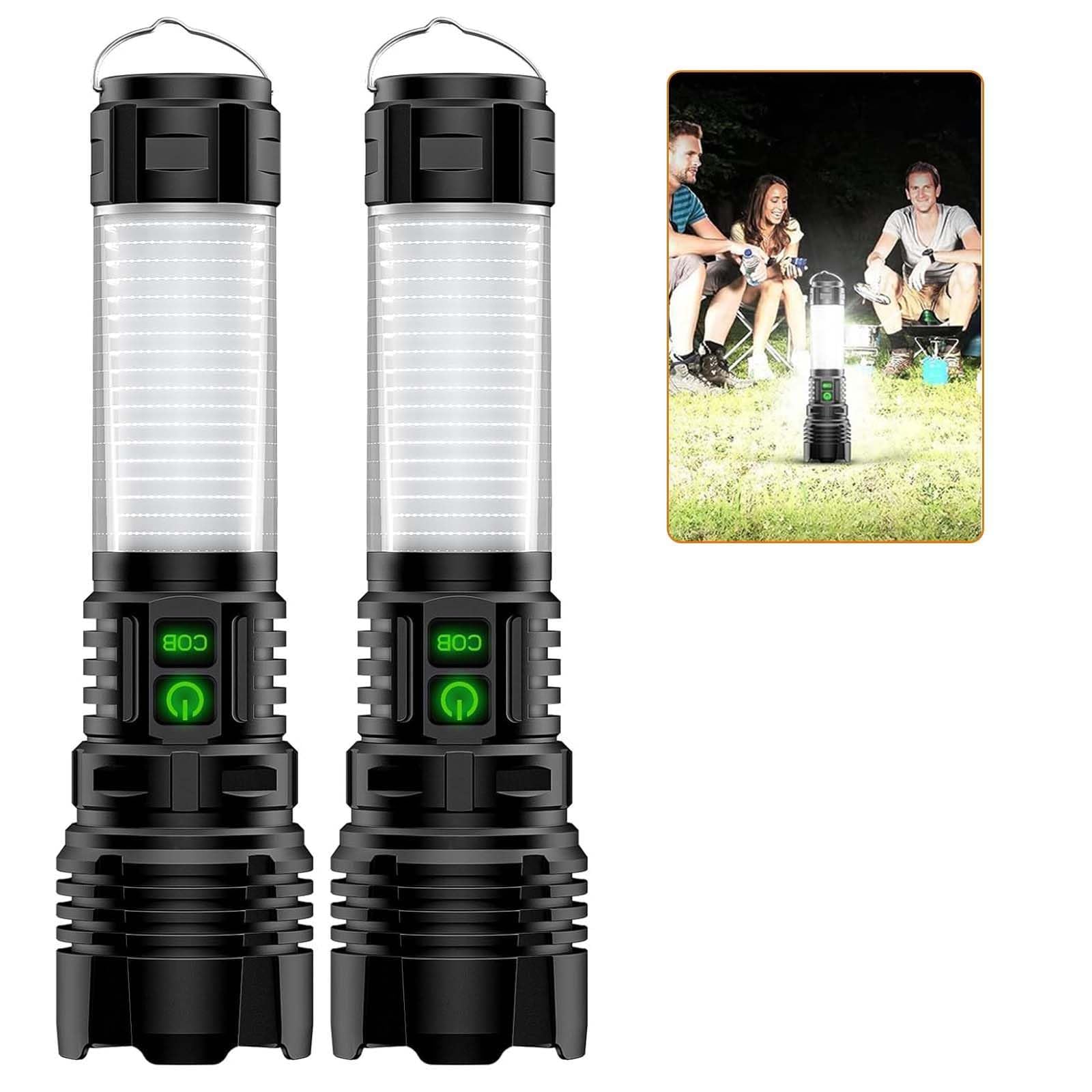 Hoxida Rechargeable Camping Lanterns Flashlight High Lumens- 2000 Meters Long Beam Super Bright LED Flashlight, Waterproof Camping Tent Lights 5 Modes, Zoomable Camp Flashlight Lantern 2pcs