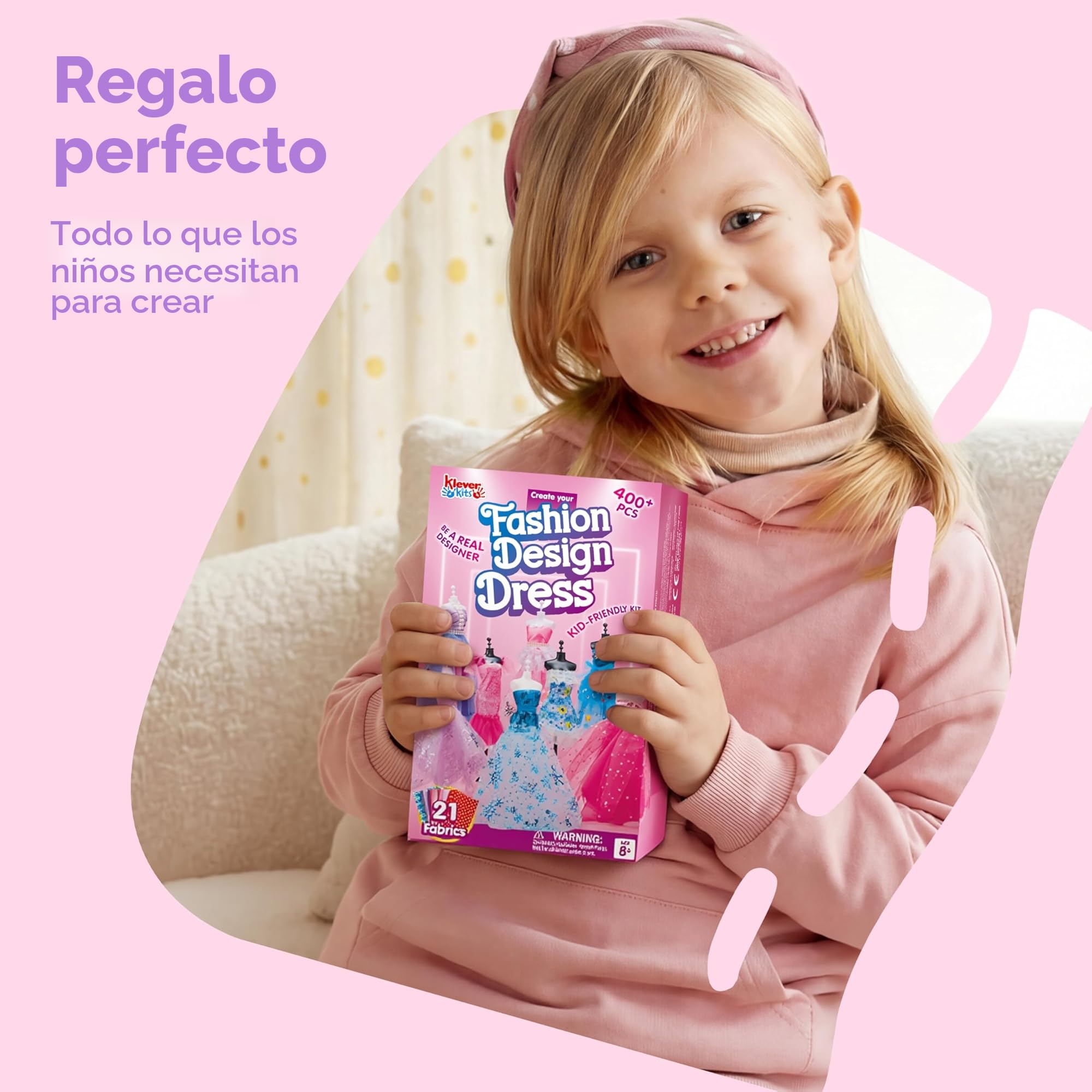 Klever Kits Más de 400 piezas de manualidades de diseño de moda para niños, arte y manualidades, kits de costura con 3 maniquíes para niñas de 8 a 12 años, regalos de cumpleaños, juguetes para niños