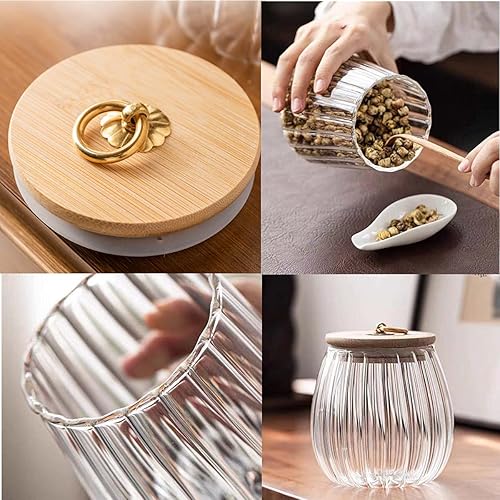 Miniatura 4 de Tarros de vidrio herméticos con tapa de bambú, mango de metal, pequeños frascos de vidrio para alimentos y recipientes para café, té, especias, 2