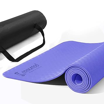 Cockatoo Premium 6 MM TPE Non Slip, Unrolls Flat Always, Sweat Absorbent Yoga Mat For Women and Men with Cover Bag L-183CM x W-61CM - image, photos