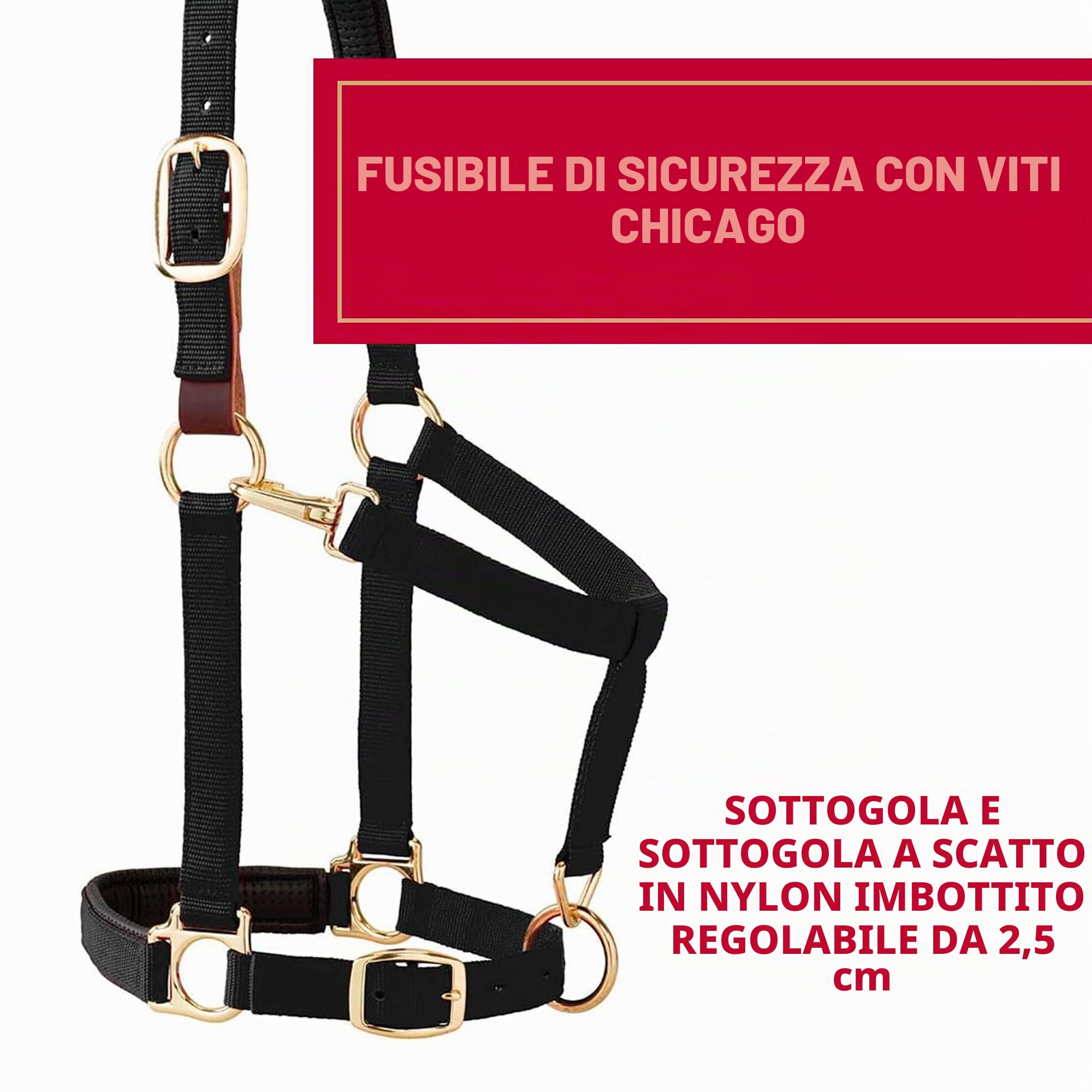 Weaver Leather Capezza a scatto regolabile per mento e gola, imbottita, 2,5 cm, altezza media a cavallo o anno: nero