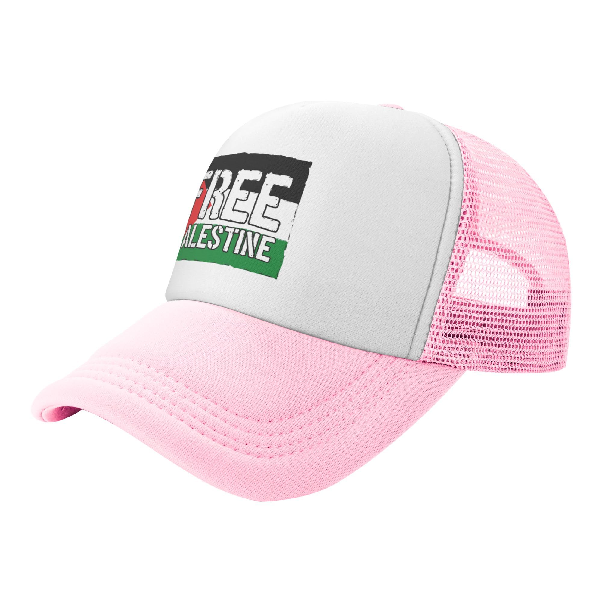 Vetrova Free Palestine Trucker Hats Save Gaza Baseball Cap for Kids Boys Girls Snapback Mesh Back Adjustable Caps - Pink