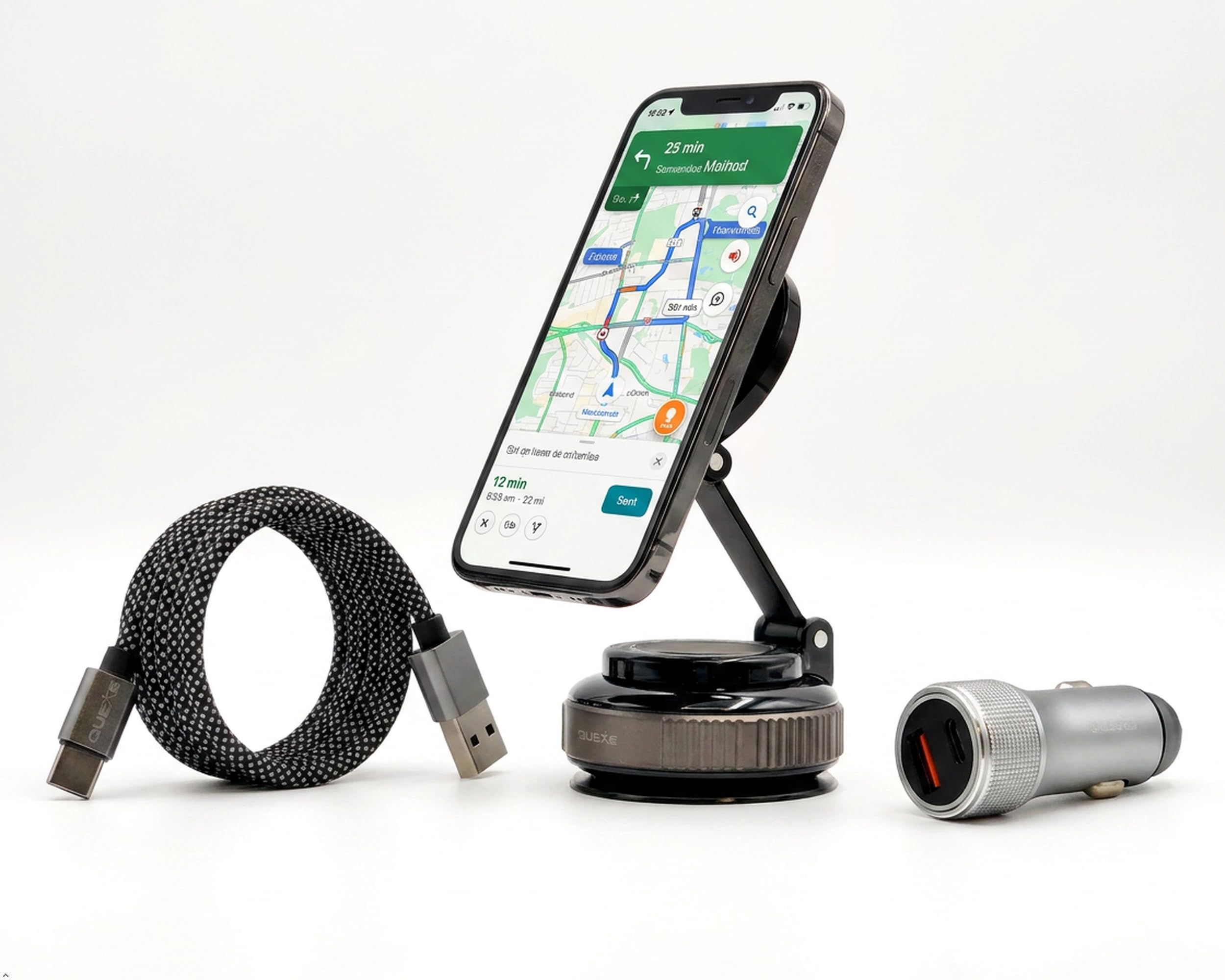 Car Kit Pro 3 in 1 – Supporto Magnetico + Caricatore Auto 54W + Cavo Anti Groviglio e Ricarica Rapida per iPhone e Android”