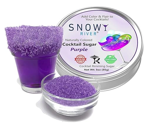 Snowy River Paquete de regalo de 3 onzas de azúcar de cóctel, rimmer de bebidas naturales para cócteles y margaritas en lata de regalo, decoración