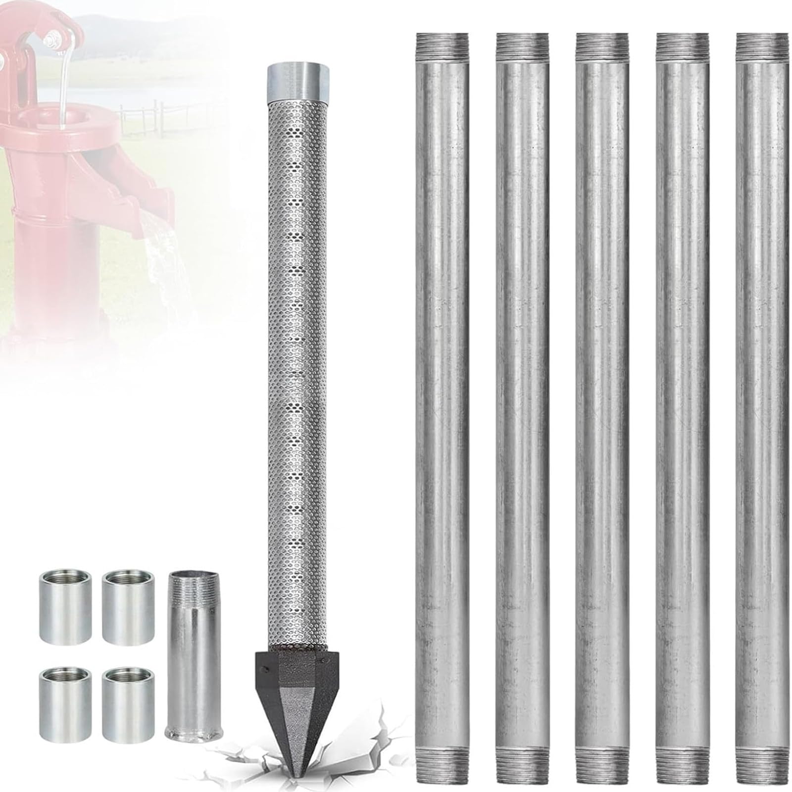 Kit Punta Infissione Per Pozzi Poco Profondi, Punta Filtrante In 1-1/4"
