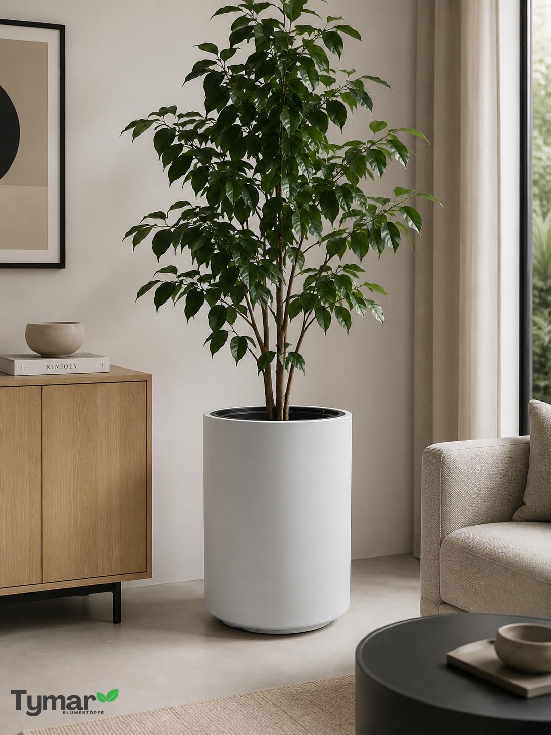 Tymar Blumentopf groß aussen, Übertöpf Gross, Pflanzkübel 58 cm hoch