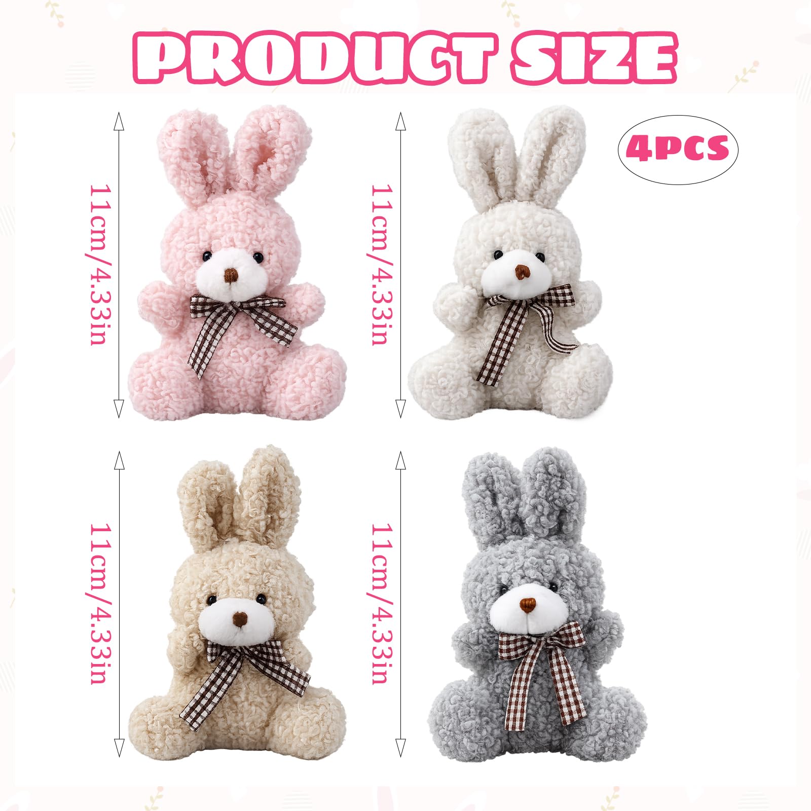 CtiUjdx Rabbit Soft Toy, 4 Piece Mini Plushies Set - Image 2