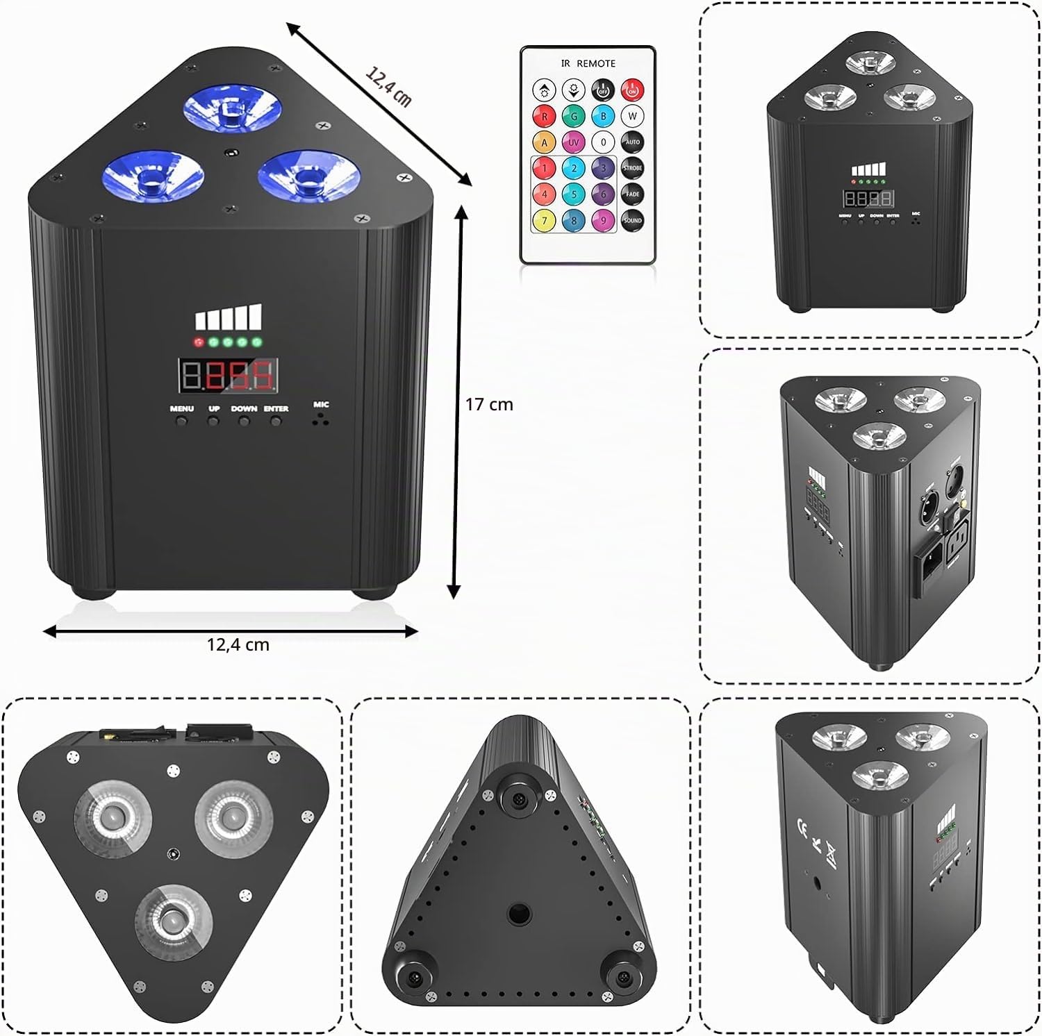 4PCS RGBW Projecteur LED Par avec Sac et télécommande DMX rechargeable batterie 4400 mAh éclairage de scène sans fil avec indicateur de charge Lumière DJ pour fête Noël disco mariage