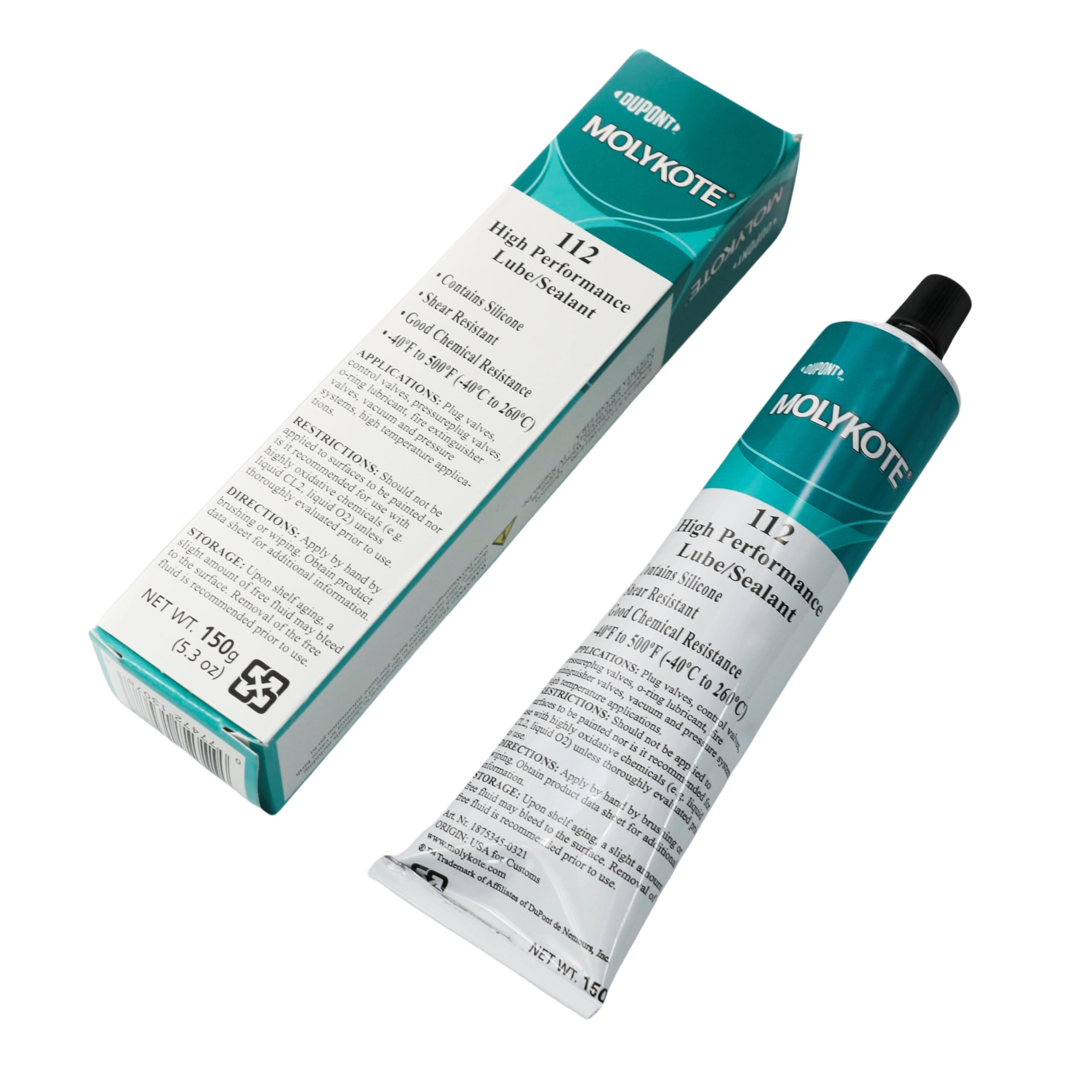 Molykote 112 150g 5.3oz Hochleistungs Schmiermittel/Dichtstoff Schmierfett für Ventilschmierung und Dichtung Hohe Konsistenz Schmelzfestes Silikon Scherfest Translucid Weiß Dow Corning