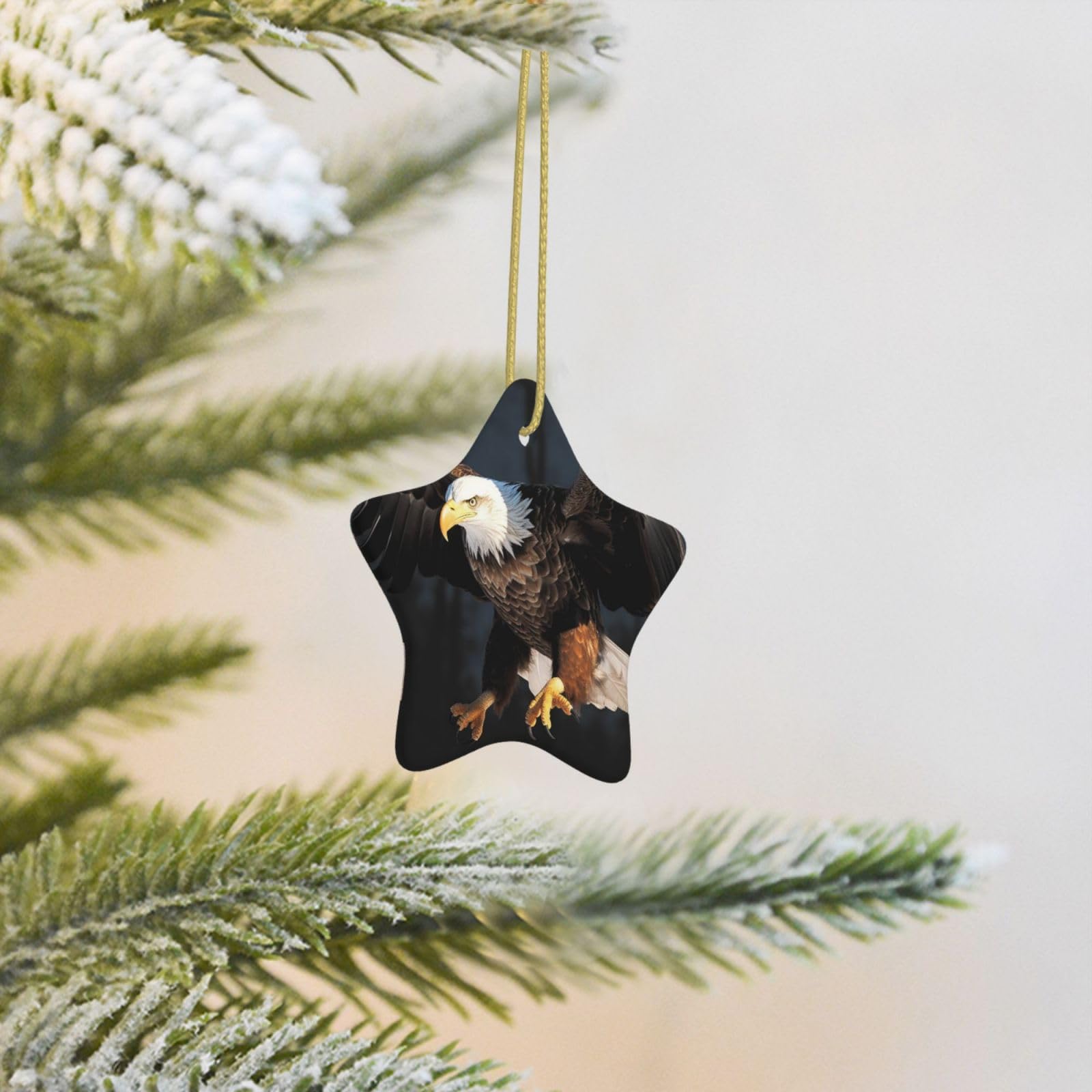 Christmas Tree Decoration Hanging Star Ornament Bald Eagle Ceramic Ornaments Christmas Tree Decorations Star Pendants for Xmas Tree Winter New Year Wedding Party Supplies