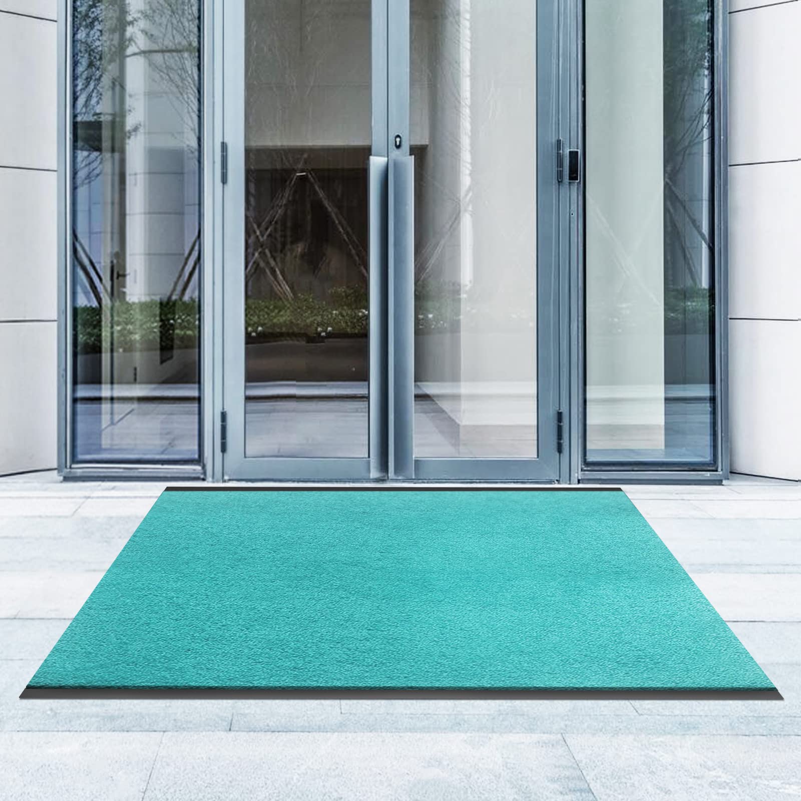 Floordirekt Paillasson sur mesure, 120 x 250 cm, Turquoise, Tapis d'entrée, Paillasson, Tapis de porte, Tapis d'accueil, Tapis anti-poussière, Vendu à la découpe, Mono