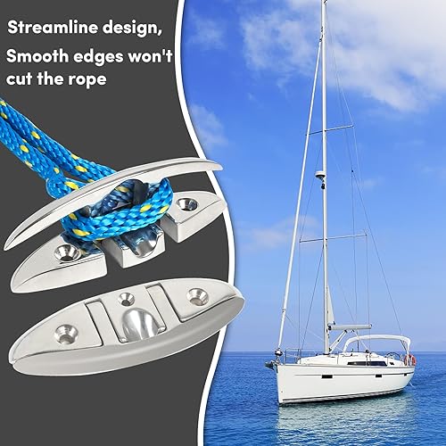 Miniatura 6 de Tacos plegables de acero inoxidable 316 de 5 y 6 pulgadas (2 tamaños), tacos de muelle de barco de grado marino con pernos de acero inoxidable y