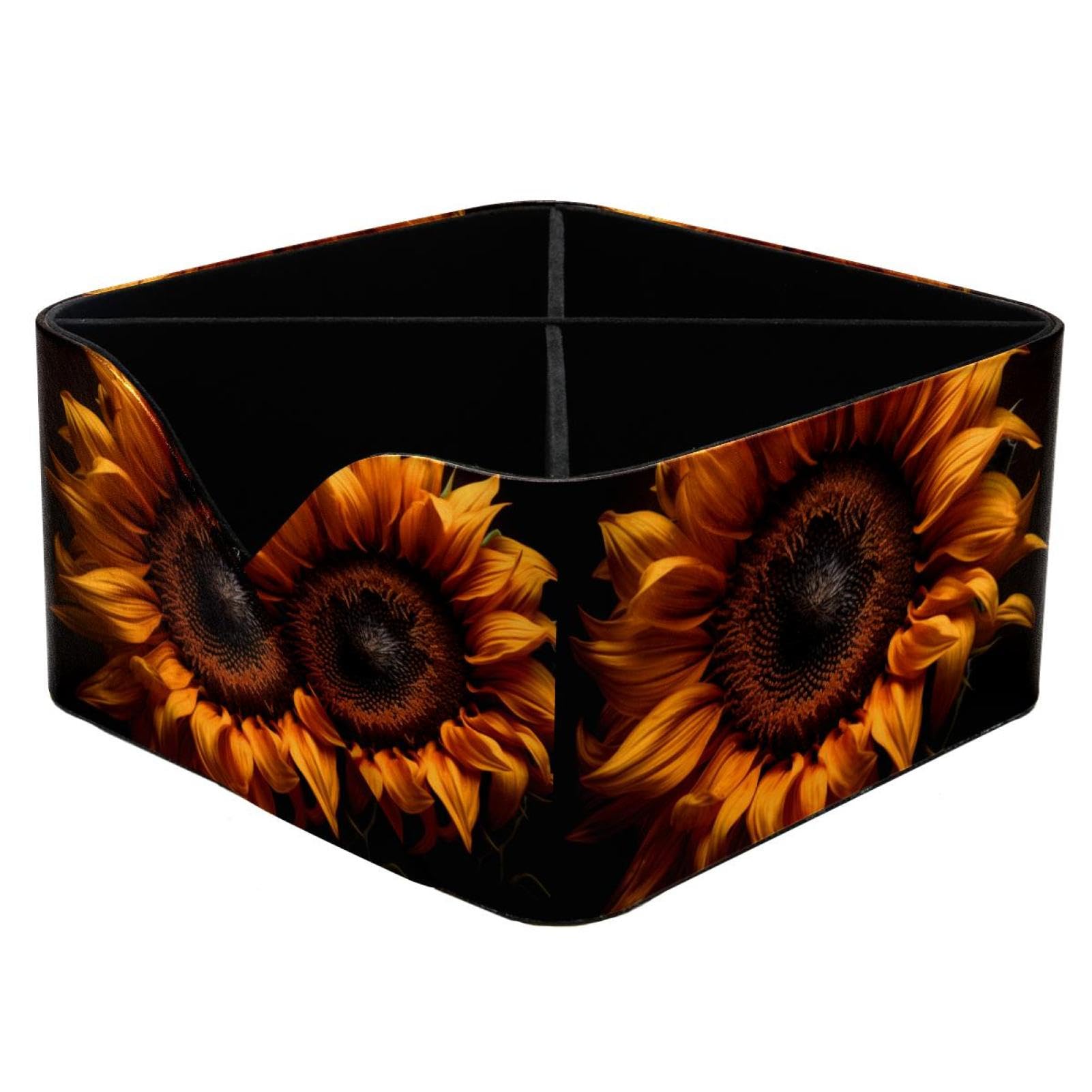 Beau pot à crayons rectangulaire motif tournesol, cadeau idéal pour femme