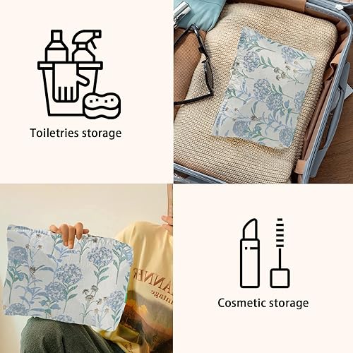 Miniatura 7 de LYDZTION Bolsa de maquillaje de diente de león para mujeres, bolsa de maquillaje de lona de gran capacidad, bolsa de aseo de viaje, organizador de