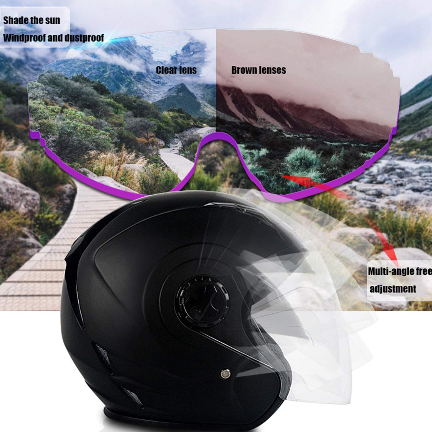Casque Jet Moto Bluetooth ECE Homologué Casques de Moto électrique Scooter avec Double Visière Casque avec Haut-Parleur Intégré pour Une Réponse Automatique