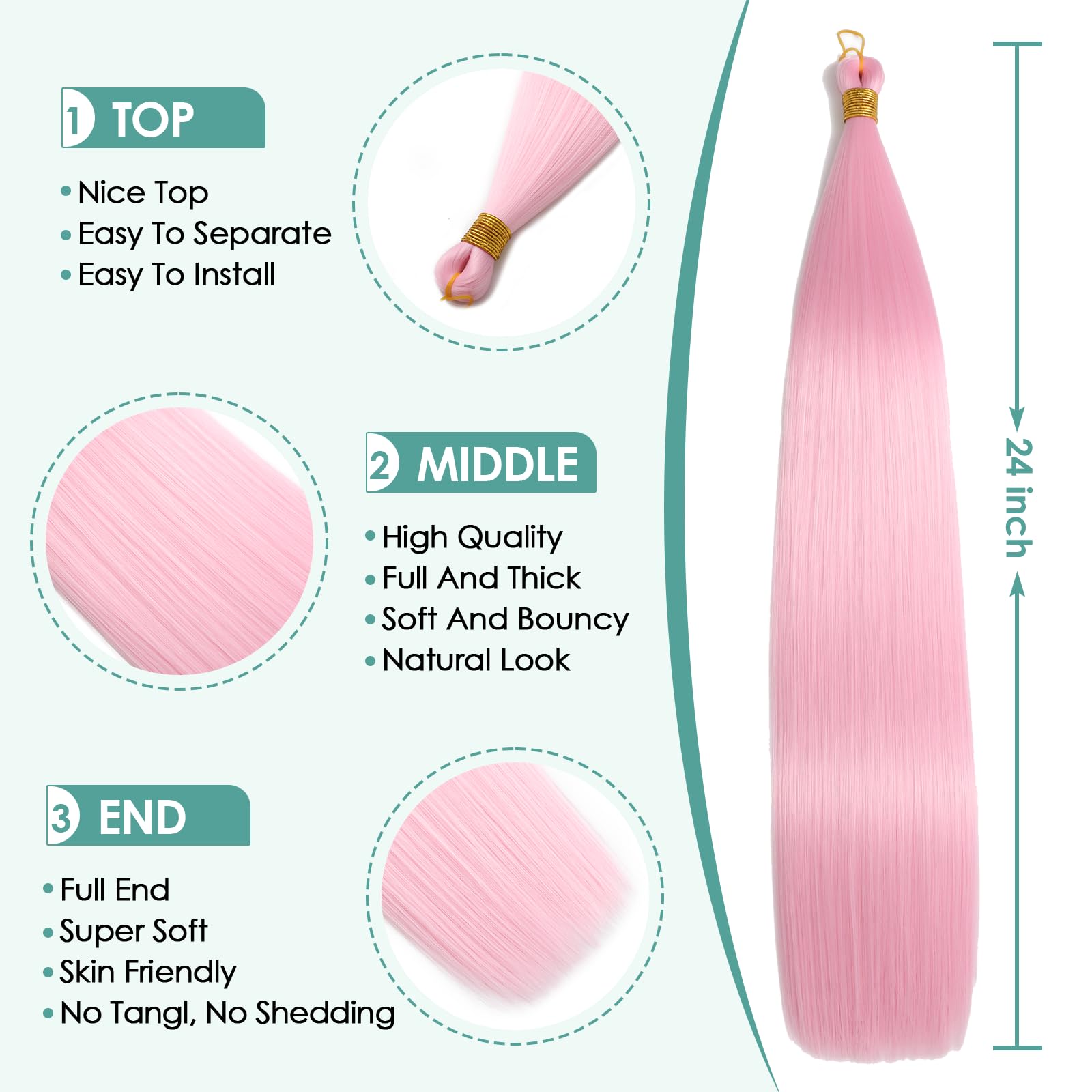 Locescsoc 28 Inch Straight Hair Extensions 150g 3 Packs Bone Straight Braiding Hair - Image 3