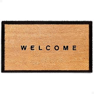 THEODORE MAGNUS Door Mat – Coir Doormat for Outdoor Entrance, Durable Welcome Mat with Non-Slip Backing, Perfect for Front Door and Entryway - Outdoor/Indoor - Welcome w/Border - 17