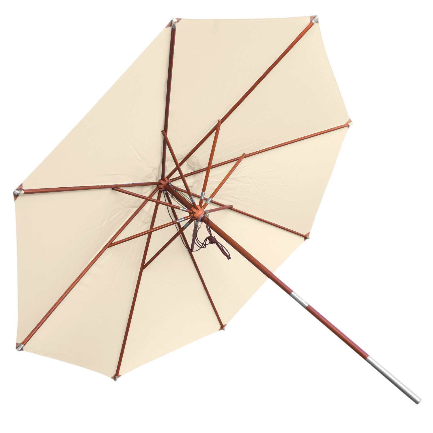 anndora® Sonnenschirm mit Holz Stamm 2 Teile Stammschutz - Gartenschirm 3,5 m rund 350 cm - UV Schutz + Winddach - Farbwahl