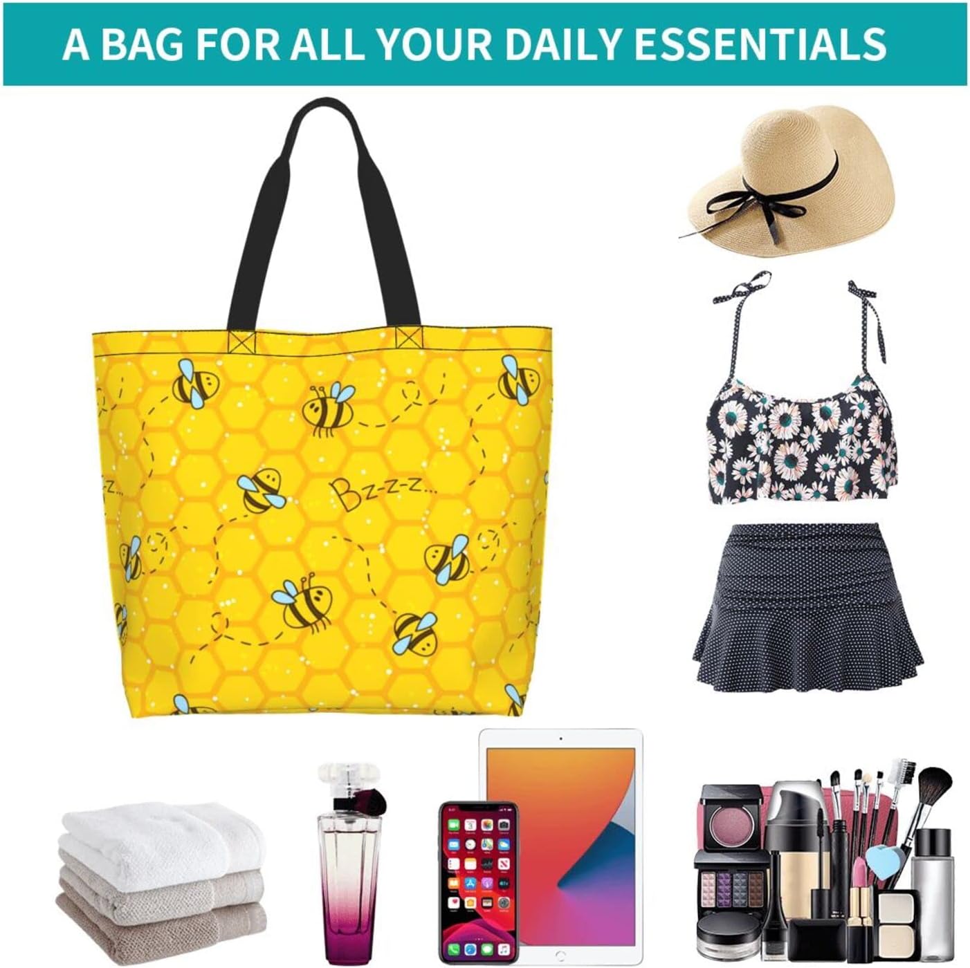 Tote Bag for Women,Large Beach Bag Reusable Grocery Bags Casual Shoulder Bag Handbags for Shopping Travel Work - Image 6