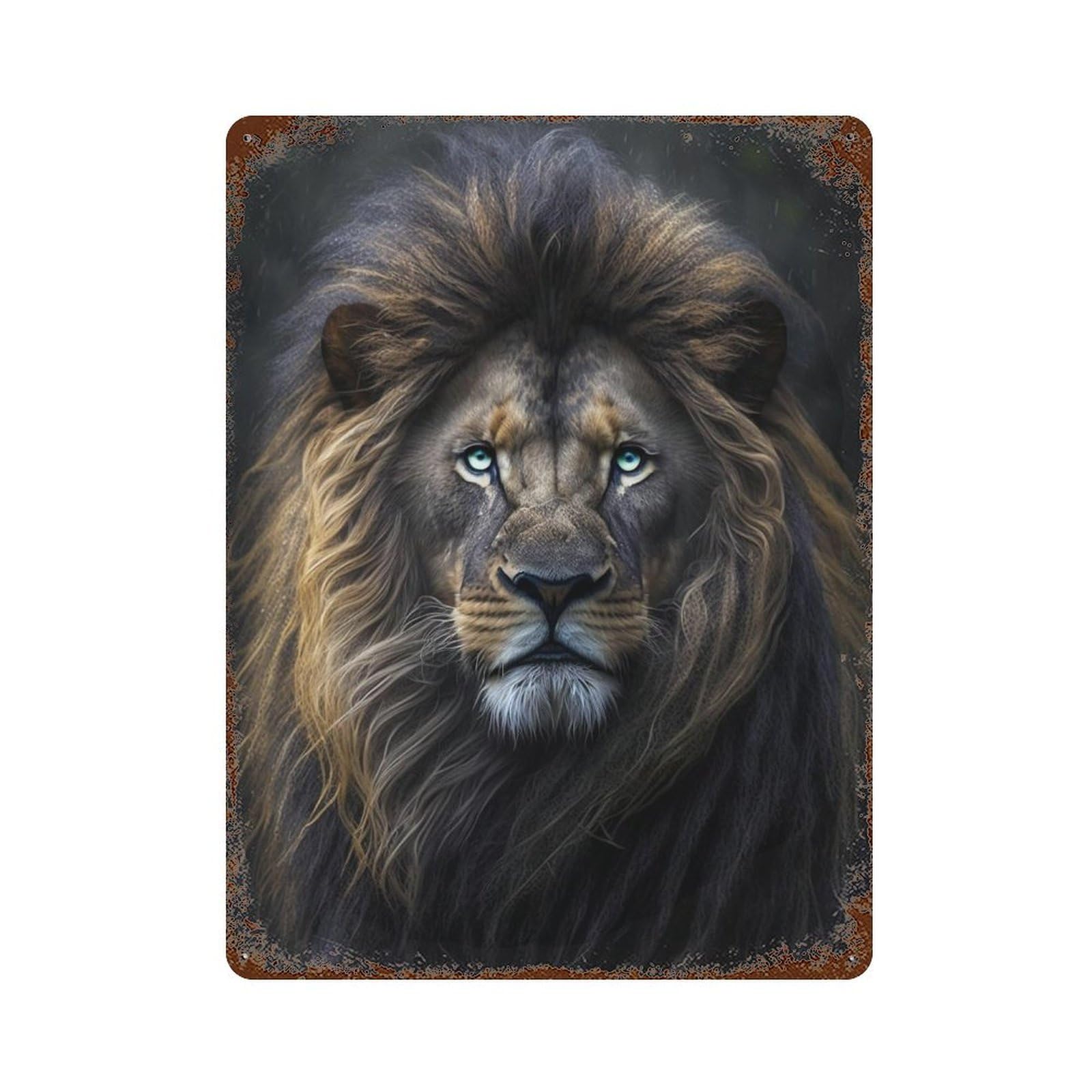 King of The Jungle Lion Vintage Rust Metal Sign 15.7"x11.8", for Garage, Bar And Workshop Decor, Decorative Metal Wall Art