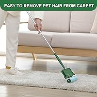 Vista 8 de Rodillos de pelusas para el suelo, extra pegajosos con mango largo retráctil, removedor de pelo grande para gatos y perros, ropa de lavandería