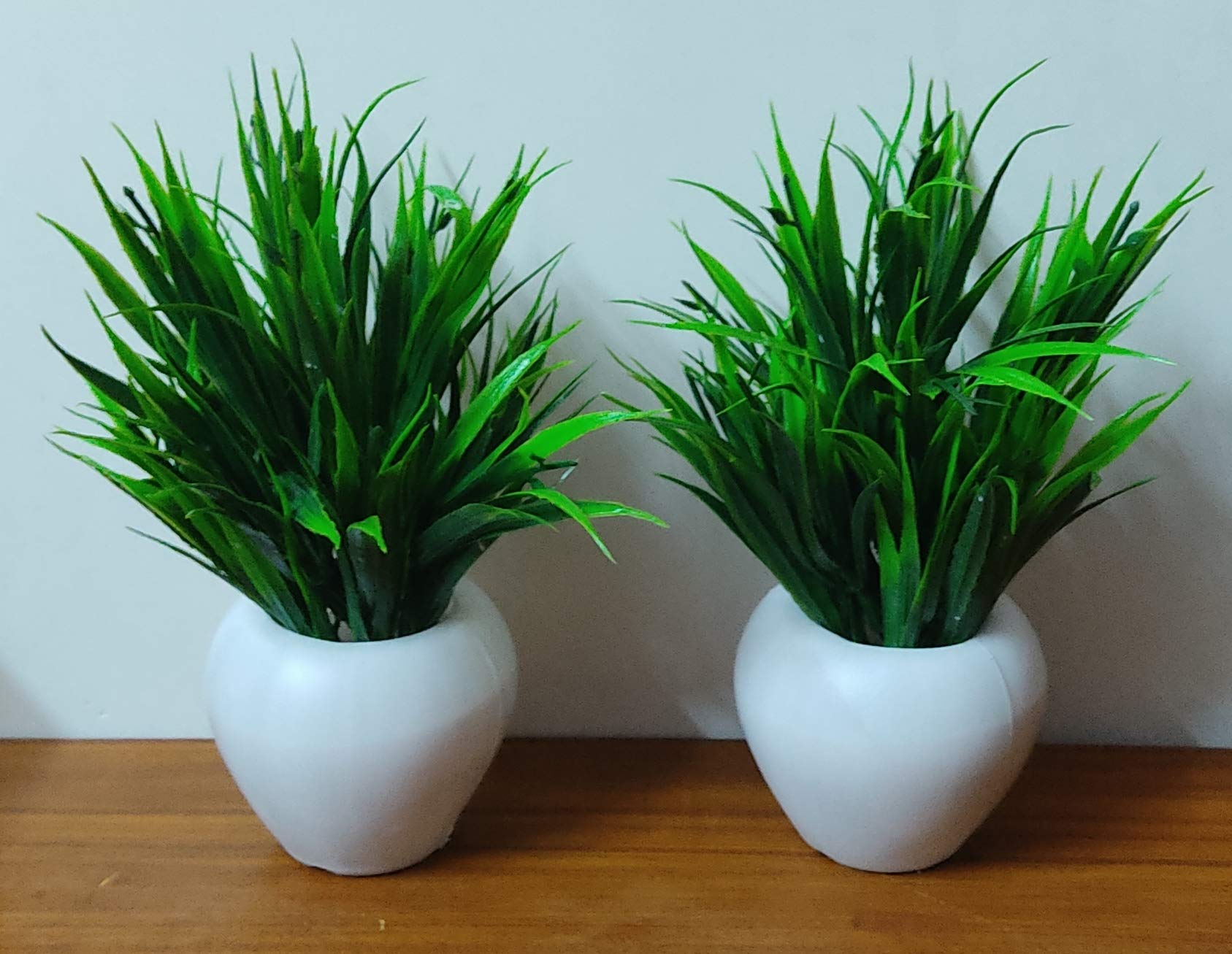 UGANIO PLANT Love Art Bonsai Apple Artificial Plants With Faux Grass For Home, Garden And Office Decor - 18 Cm, Green & White - Image 2 thumbnail