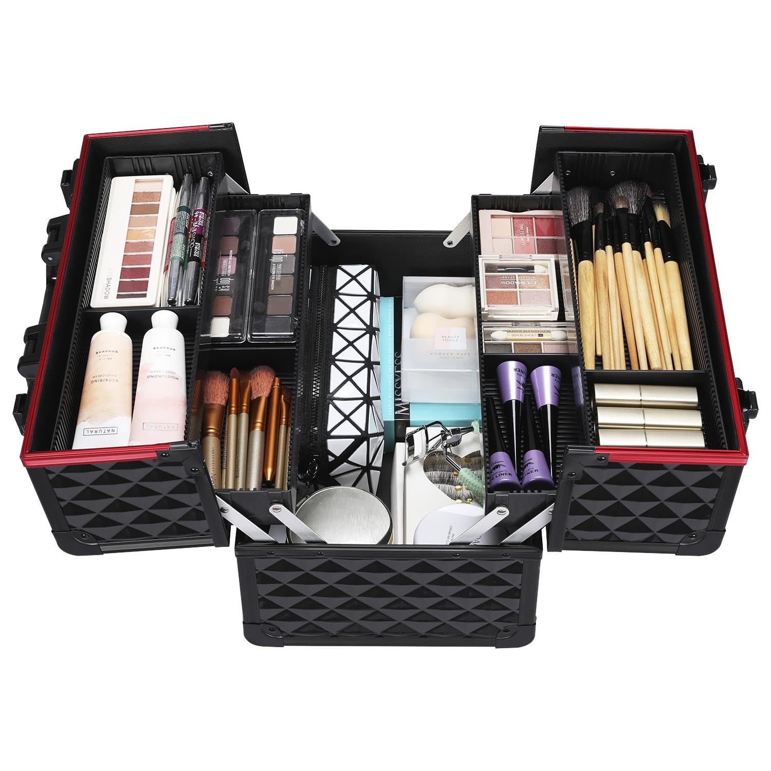 Yaheetech Schminkkoffer Kosmetikkoffer Alu Werkzeugkoffer 34,7 x 22,2 x 25 cm schwarz