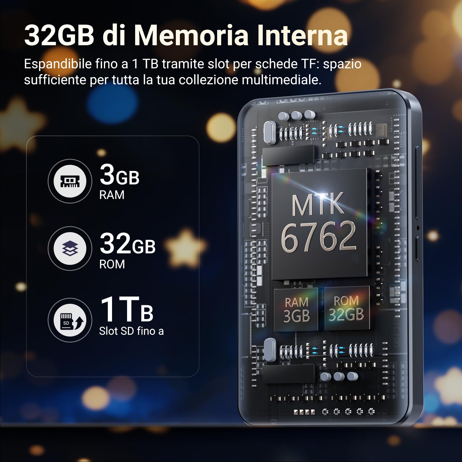 MECHEN Lettore MP3 Spotify, Bluetooth 5.0 e WiFi per Streaming Musicale (Spotify, Audible, Amazon Music, Deezer), Sistema Android 13, 4 Pollici Touchscreen (32GB)