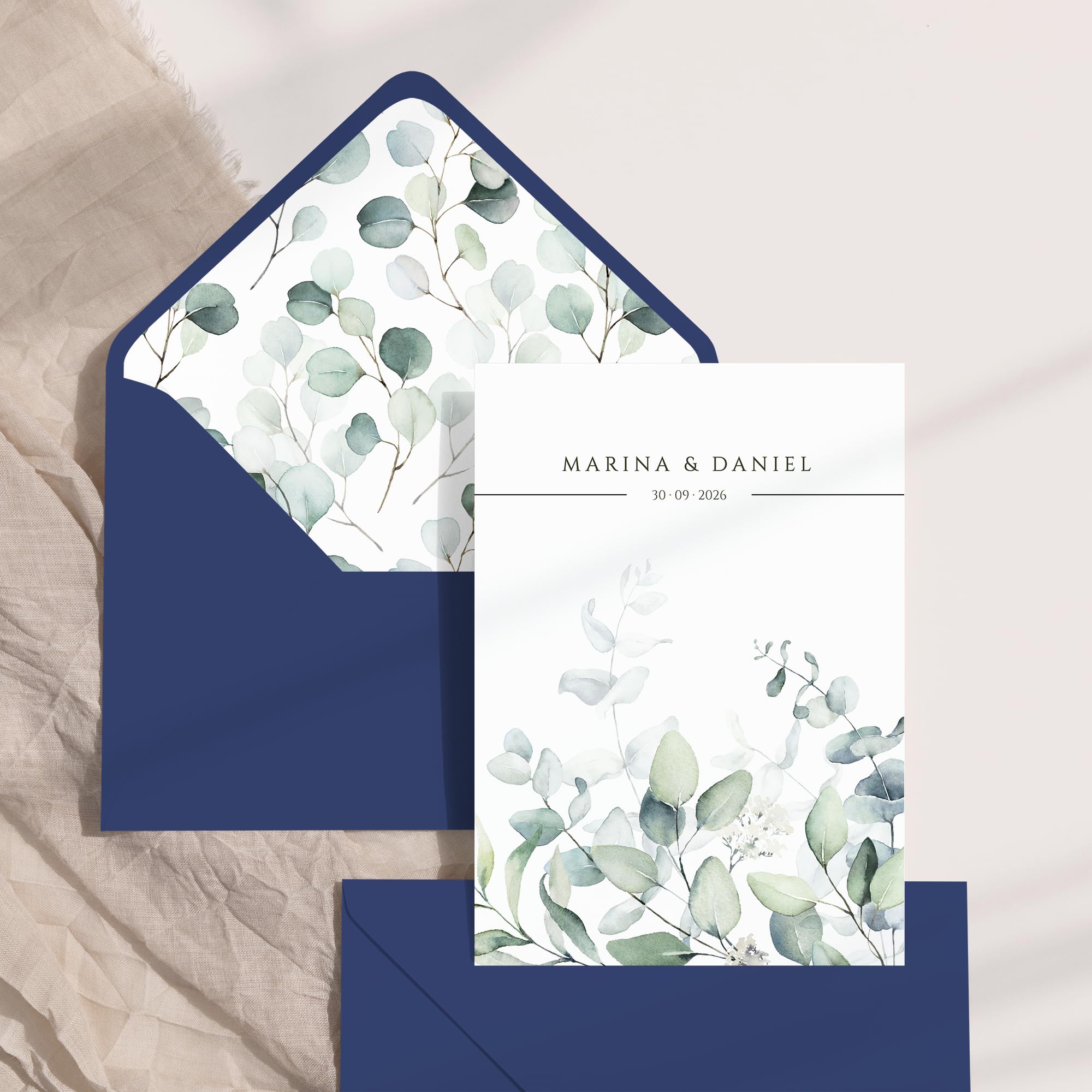 Invitaciones de Boda Personalizadas | Invitaciones de Boda Perfectas con Sobres Elegantes y únicos - Detalles para Invitados Eventos Especiales y Ceremonias Únicas - ONEPERSONAL (Eucalipto)