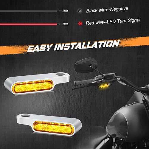 Miniatura 4 de NTHREEAUTO Señales de giro LED para manillar, mini intermitentes de motocicleta, luz de marcador frontal compatible con Harley Sportster Dyna Honda