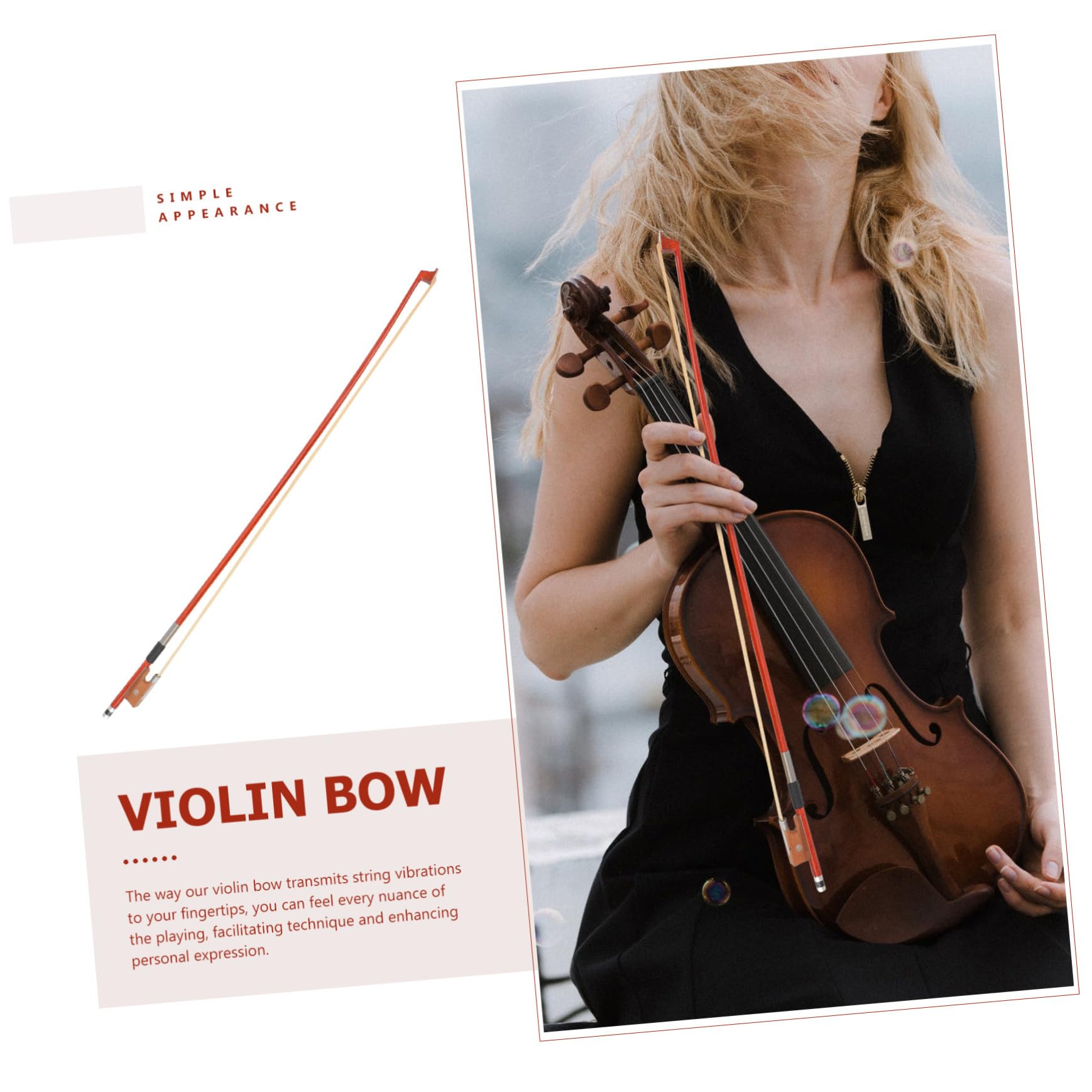 Zerodeko Archet de Violon en Bois pour Pratique Crin de Queue de Cheval, Confort Amélioré et Élasticité Optimale, pour Débutants et Professionnels