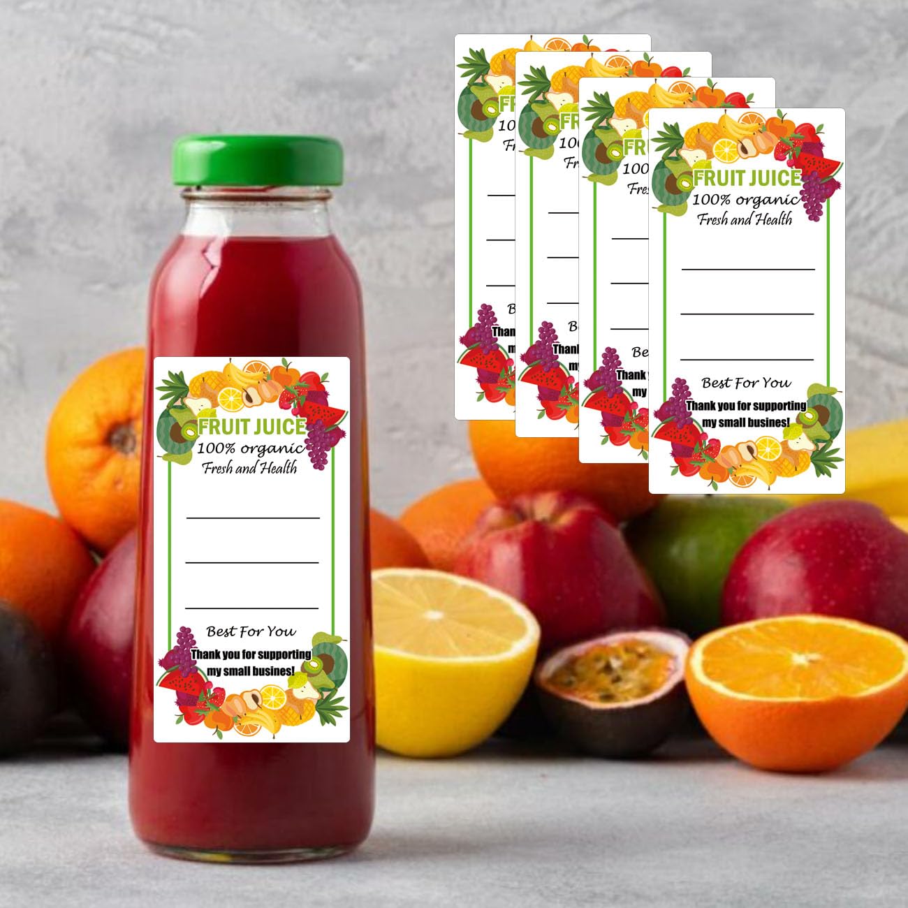 Plastic Juice Bottle Labels 1.6 x 2.4 Inch Juice Bulk Containers Labels Fruit Juicing Drink Canning Stickers for 12oz 8oz 4oz Juice, Milk and Other Beverages 120 Pcs (3.2 x 1.6 Inch) - Image 4