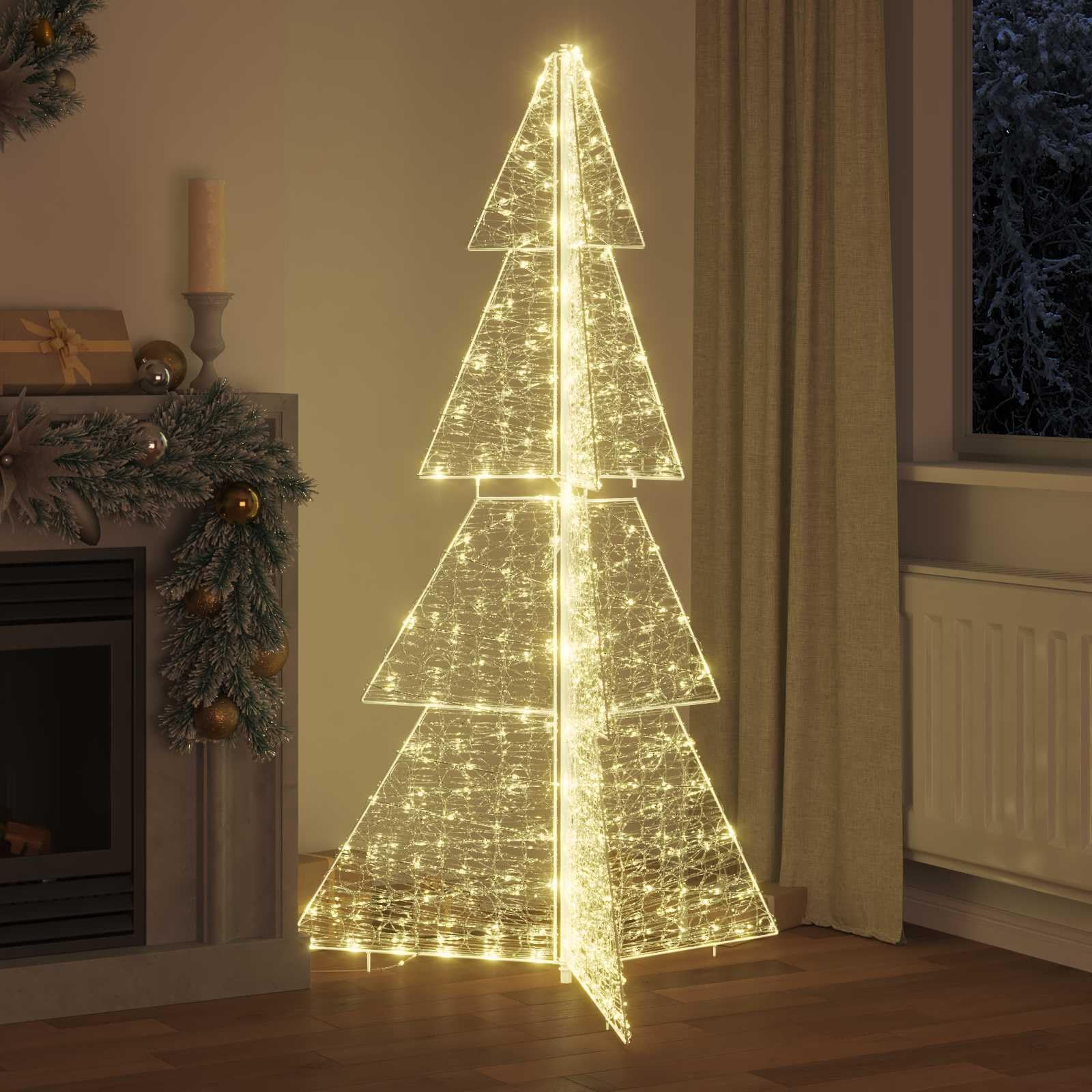 Choinka akrylowa 180 cm z 240 diodami LED, ciepła biel, zasilana przez USB, nowoczesna jodła, do wewnątrz i na zewnątrz, świąteczna dekoracja, przytulna atmosfera