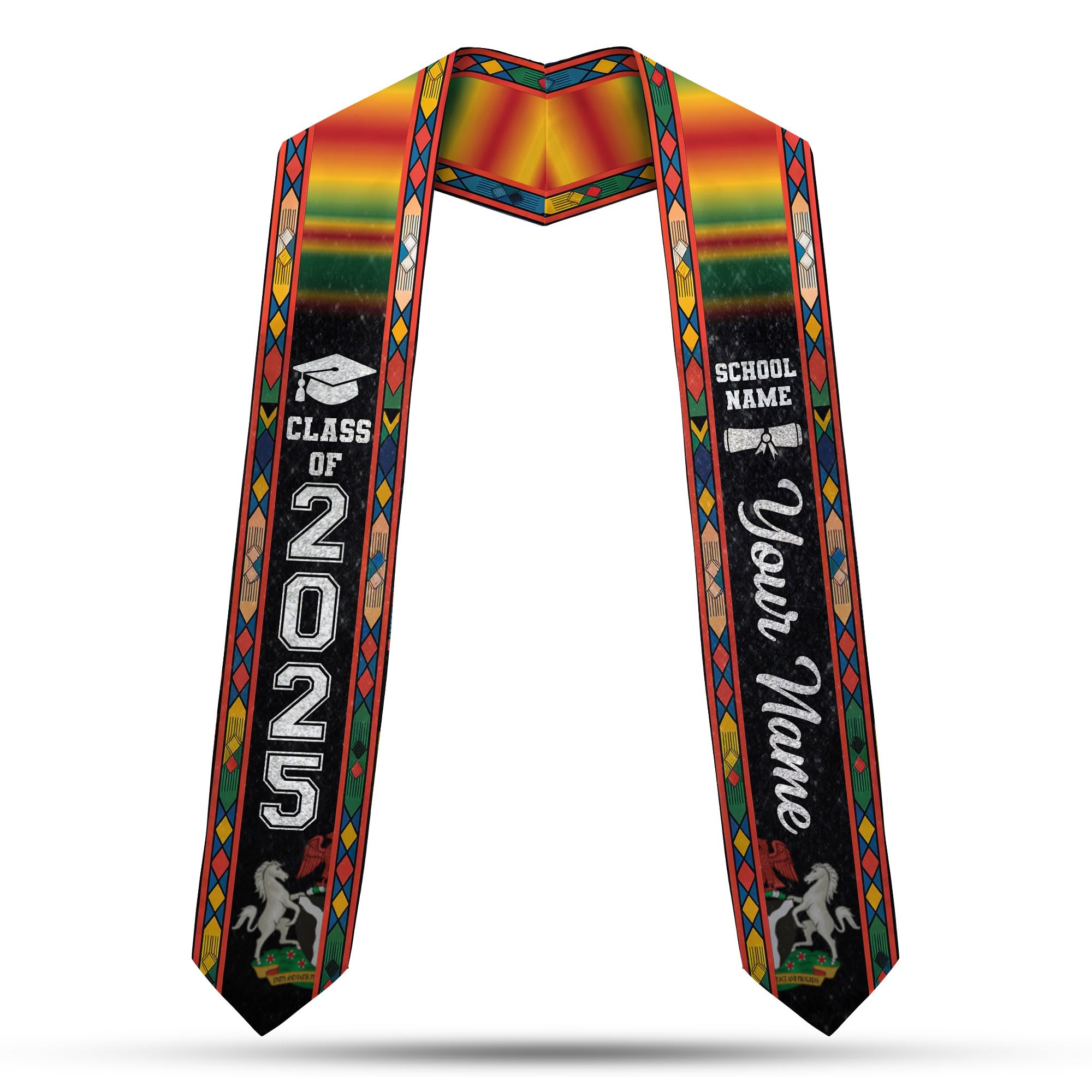 MonkeyVan Custom Nigerian Graduation Sash, Nigeria Stole Customize, Nigerian Stoles For Graduation 2025, Class of 2025 M78