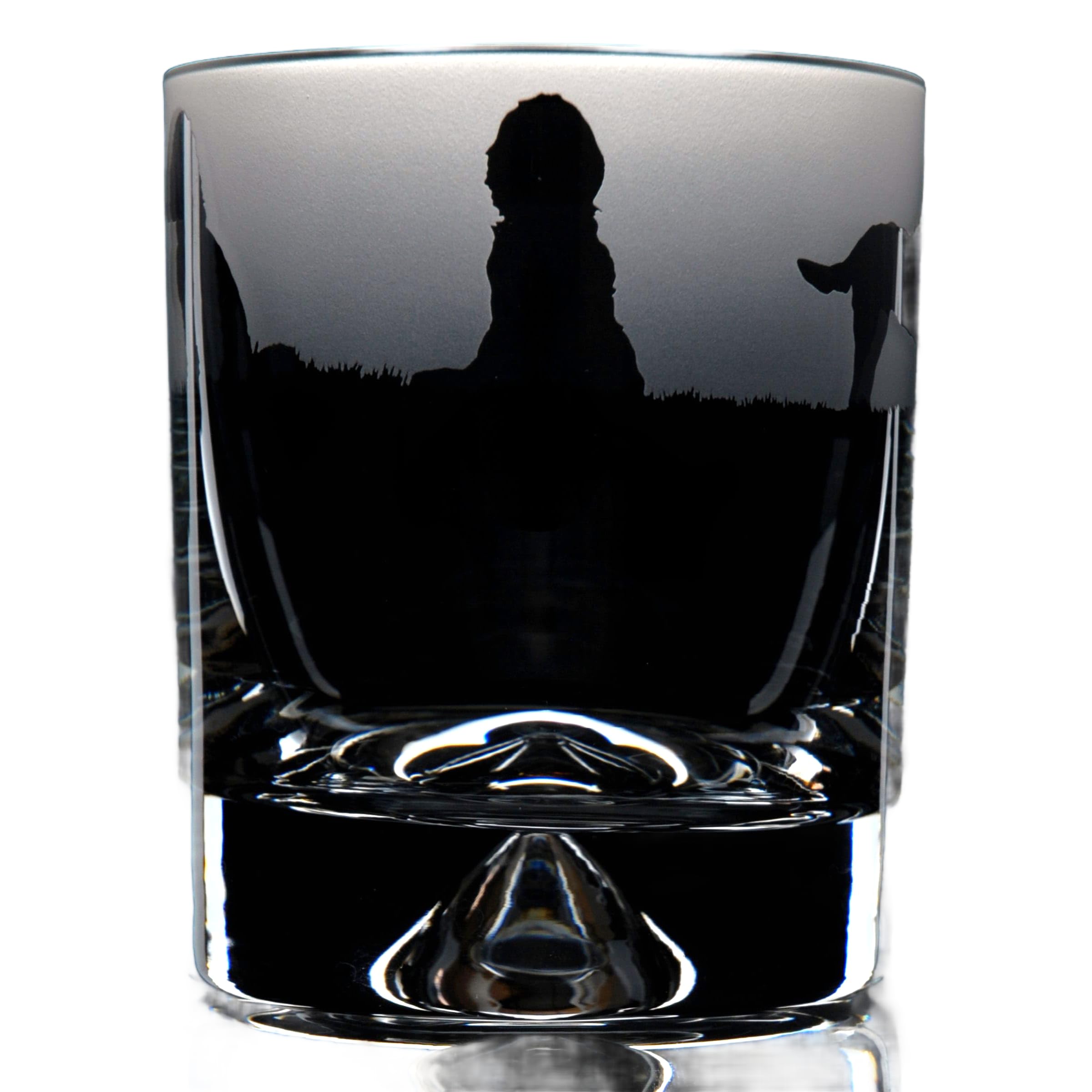 GLYPTIC Glass Art Cockapoo Dog Frieze Hand Etched/Engraved Whiskey Tumbler Glass — image 1