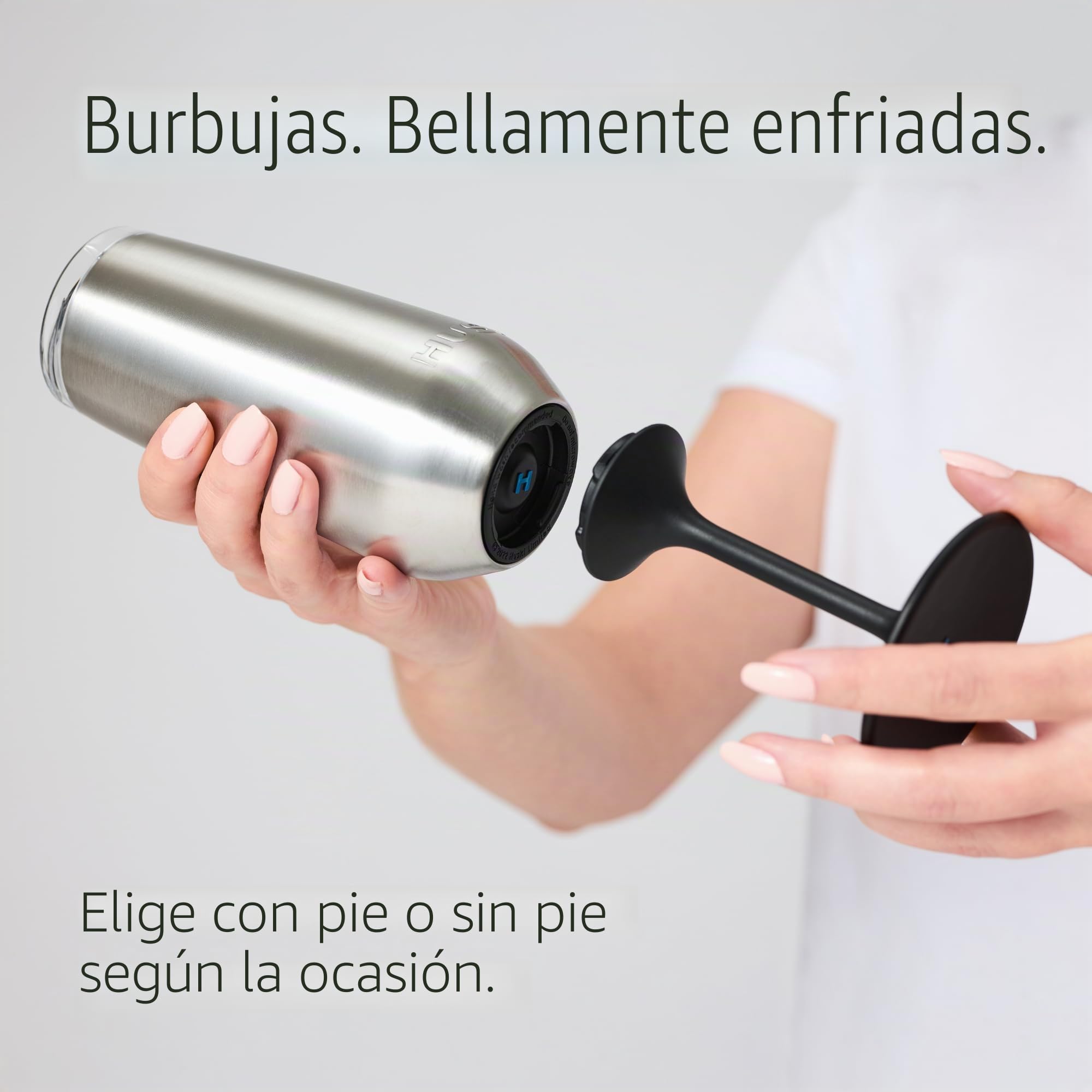 Huski Flauta de champán NUEVO | Copa de champán de acero inoxidable premium con tapa | Vaya con o sin tallo con tallo desmontable | Vaso con triple aislamiento | Capacidad de 240ml (Champán)