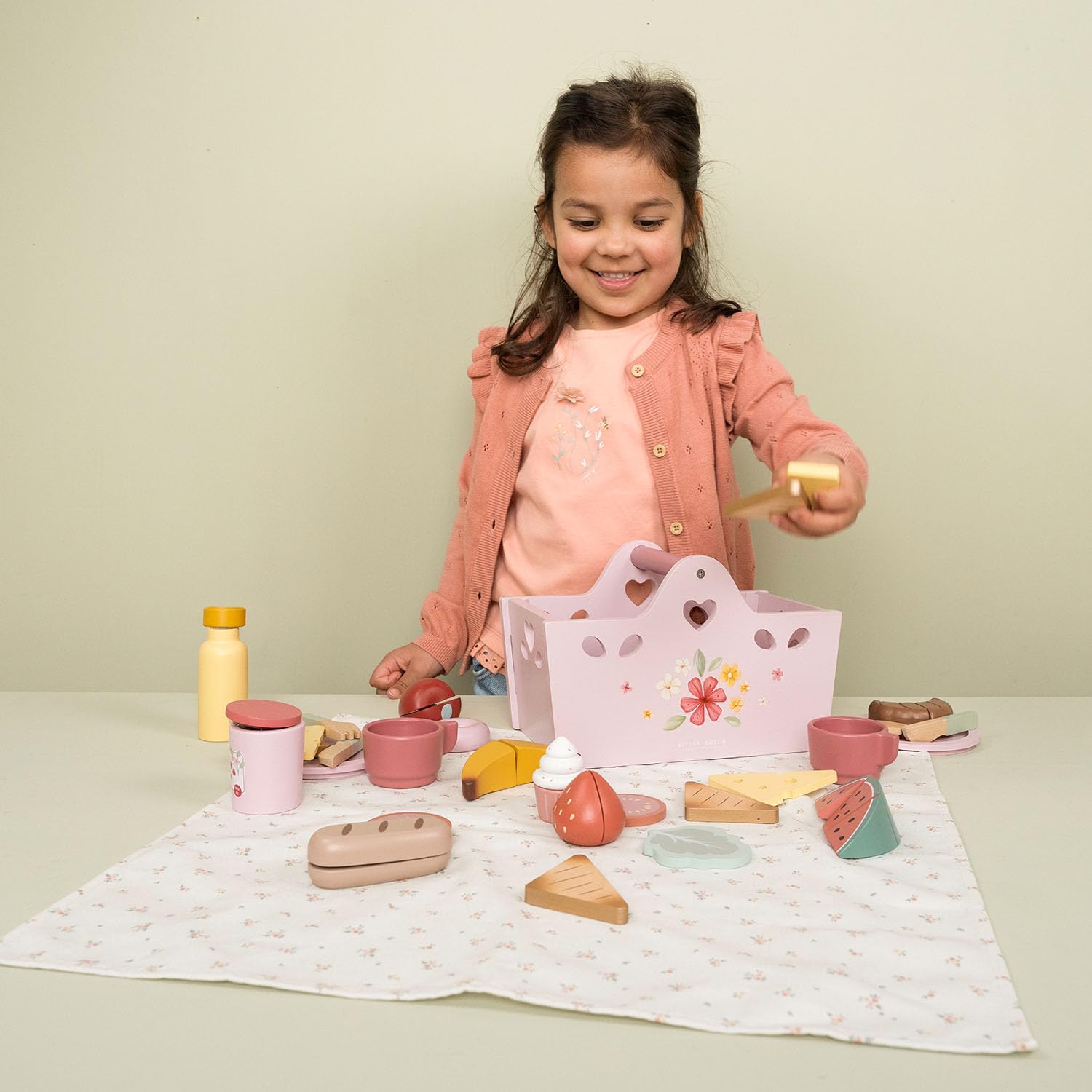 Little Dutch 8025 FSC Holz Picknick-Set - rosa