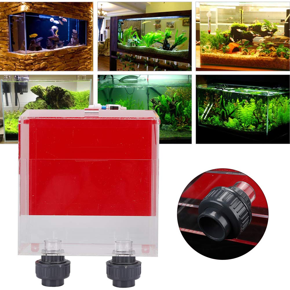 Boîte de débordement Moyen, Trous sans Siphon d'aquarium Rouge Acrylique sans Accessoire de réservoir de Poissons de boîte de débordement Automatique à démarrage Automatique