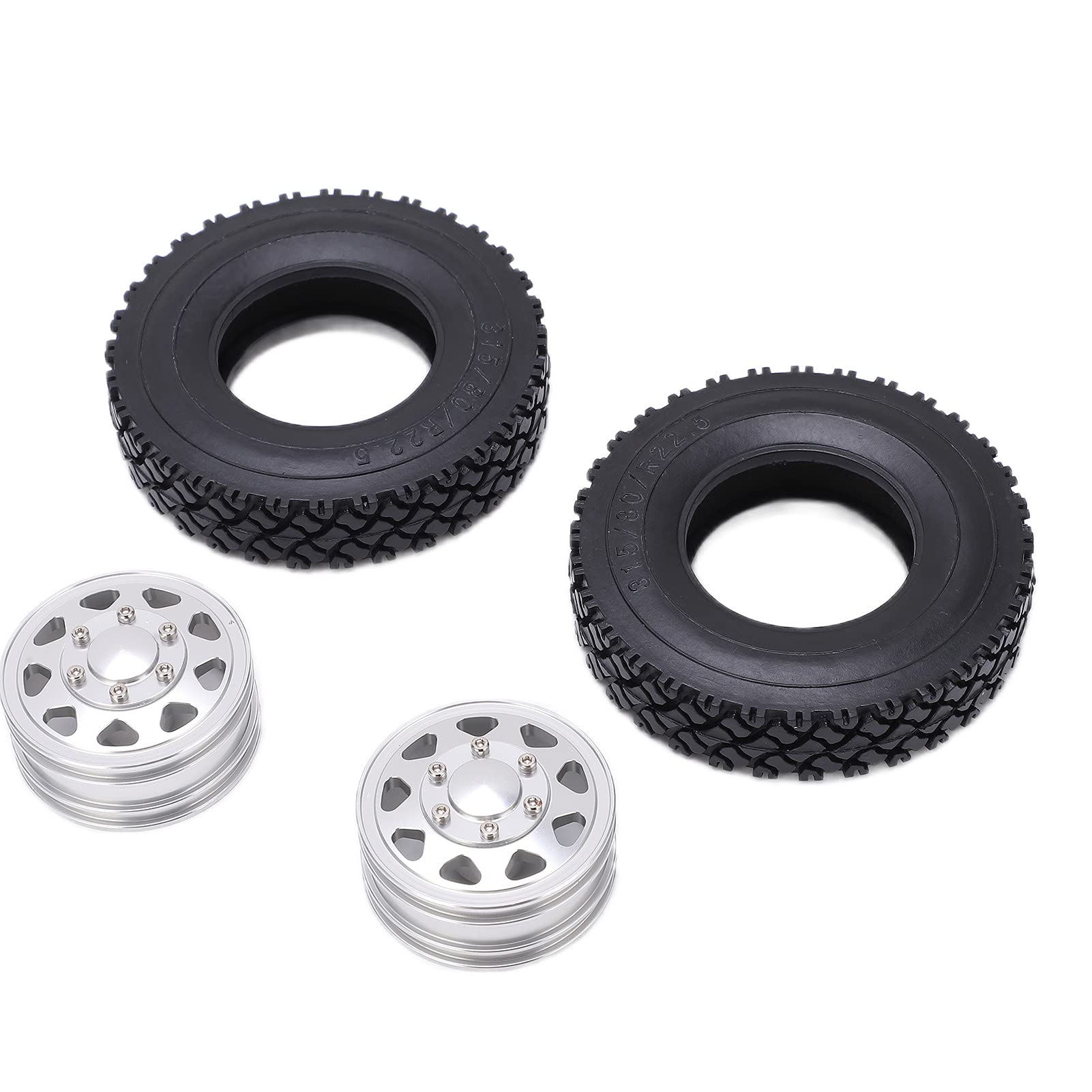 Metalllegierung Vorderradnabe Gummireifen RC Anhänger Traktor LKW Autozubehör (Silver)