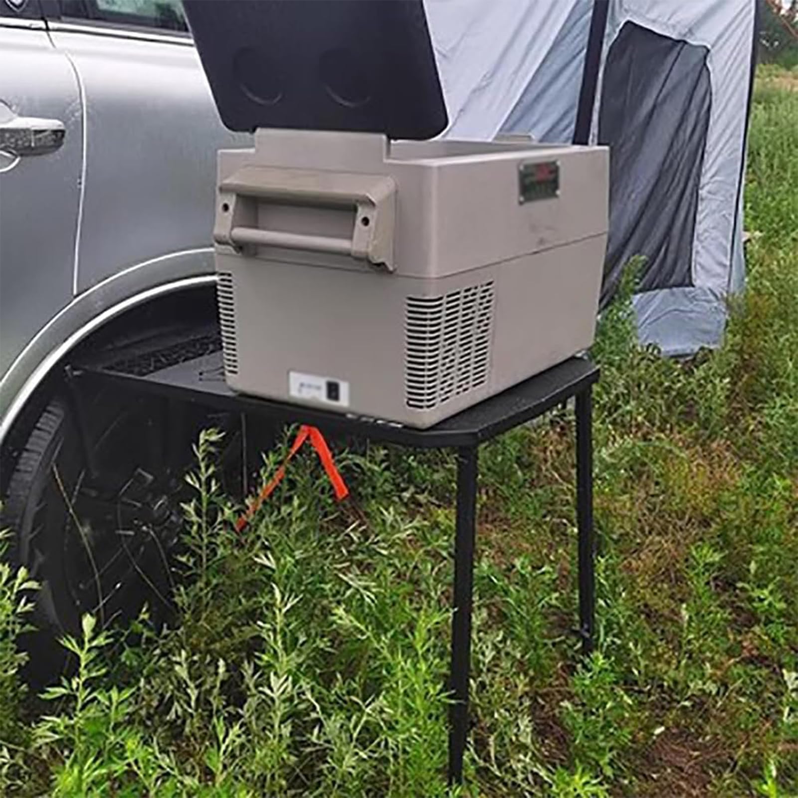 Tragbarer, faltbarer Campingtisch mit verstellbarer Höhe, robuste Karbonstahl-Konstruktion für Reisen, Heckklappe, Überlandung und Essen im Freien