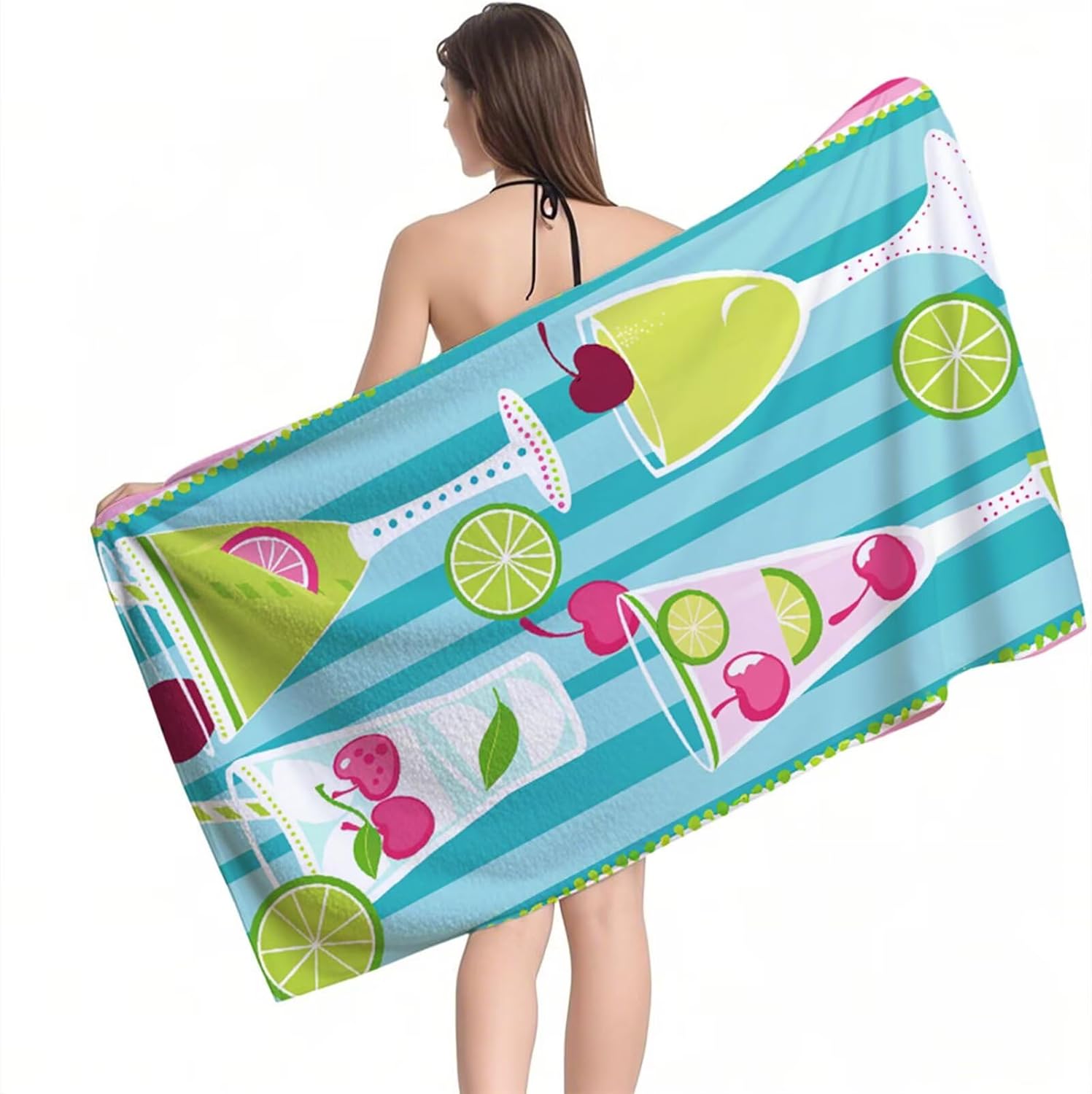 Beach Towel 40" x 72", Quick Dry Bath Towels Fruit Microfiber Beach Towel Sand Free, Super Absorbent, Lightweight Bathroom Towels, Includes Bag, Camping Pool Accessories, Vacation Essentials R1-28