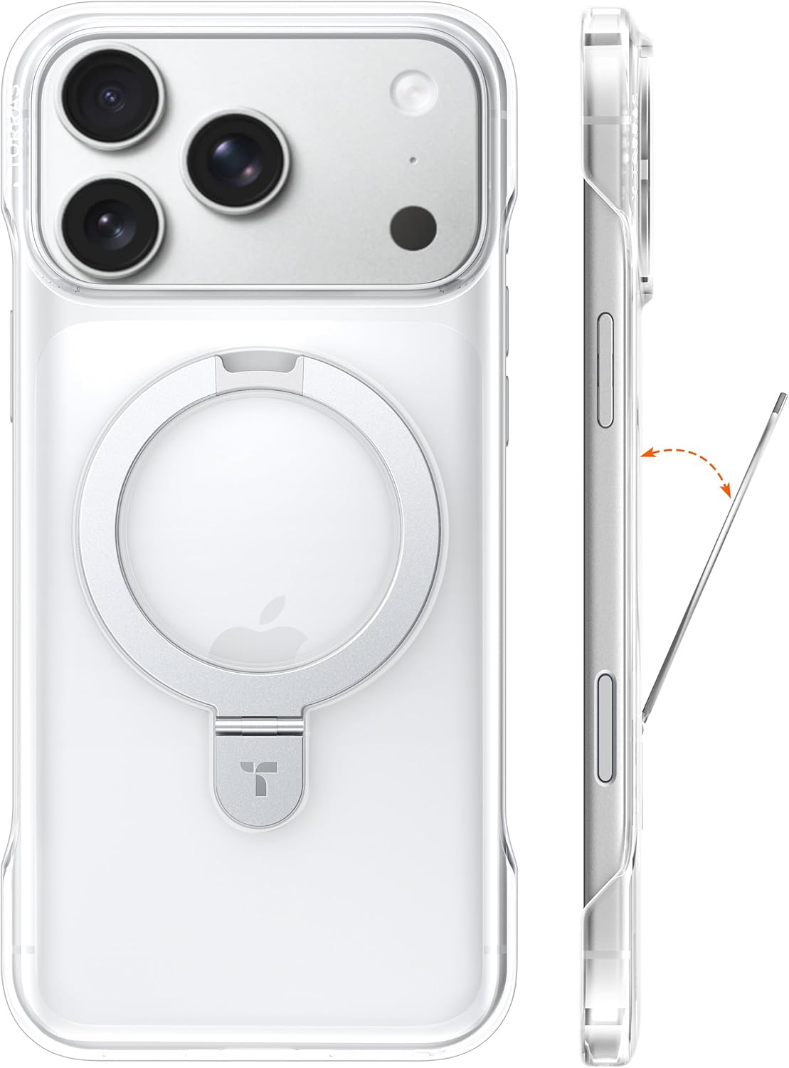 torras ostand slim for iphone 17 pro case, stronger magnetic stand fit for magsafe, frameless ultra-thin fit, anti-yellowing clear borderless case for iphone 17 pro 6.3 inch